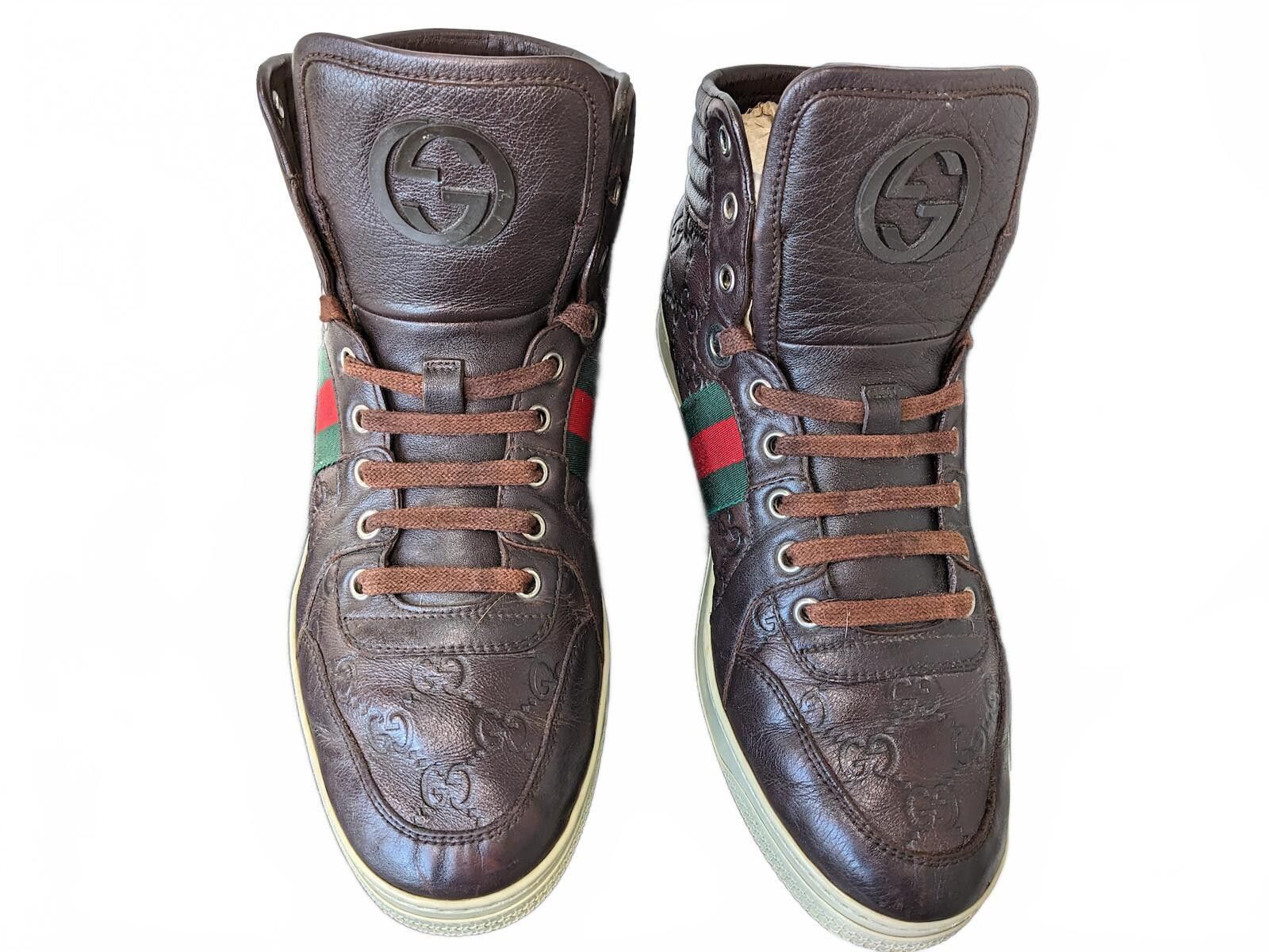 Gucci Gucci Guccissima Men High-Top Leather Sneakers Italy Brown 7 Size US 7 / EU 40 - 5 Thumbnail