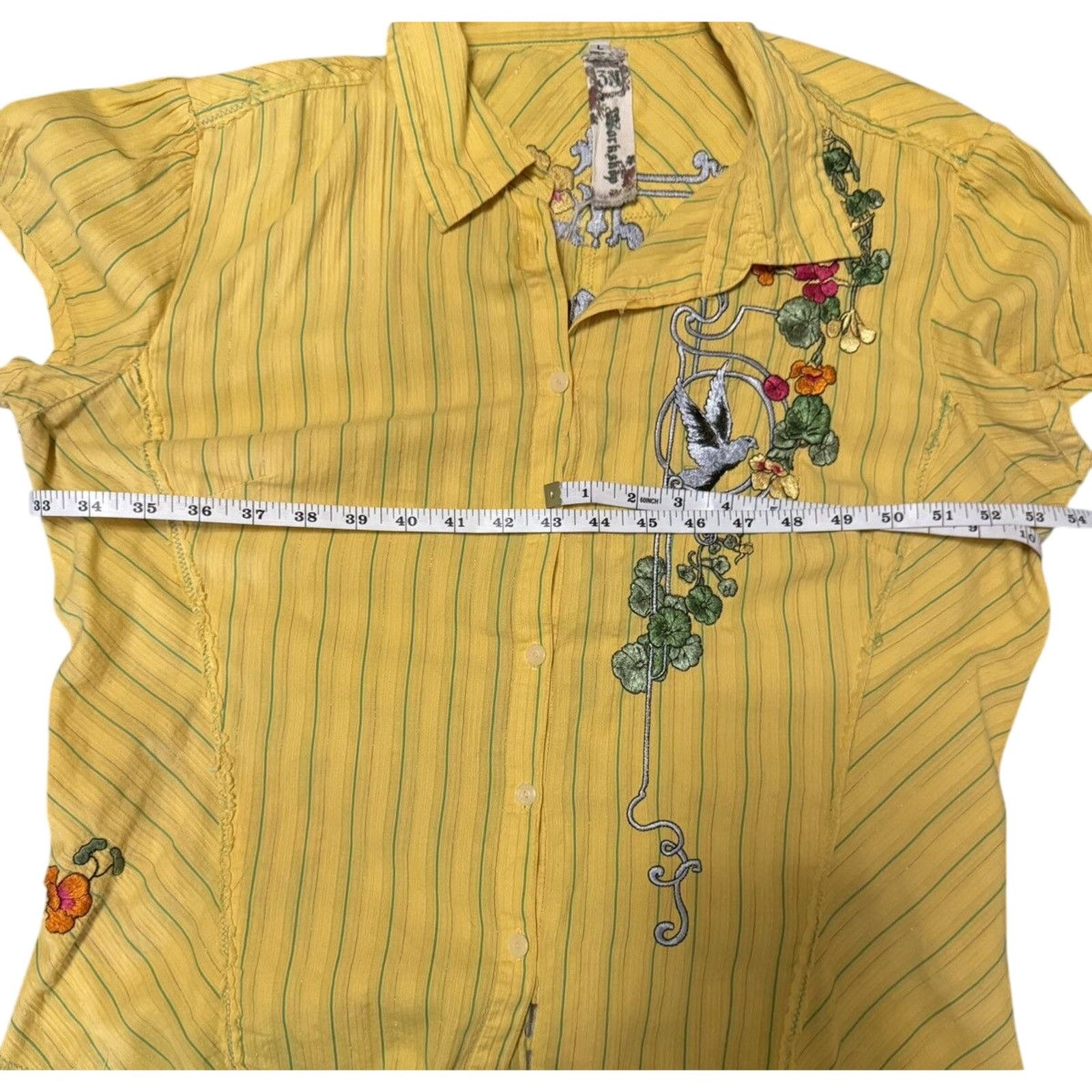 Other 3J Workshop Yellow button down “Amore” embroidered details Size L / US 10 / IT 46 - 15 Thumbnail