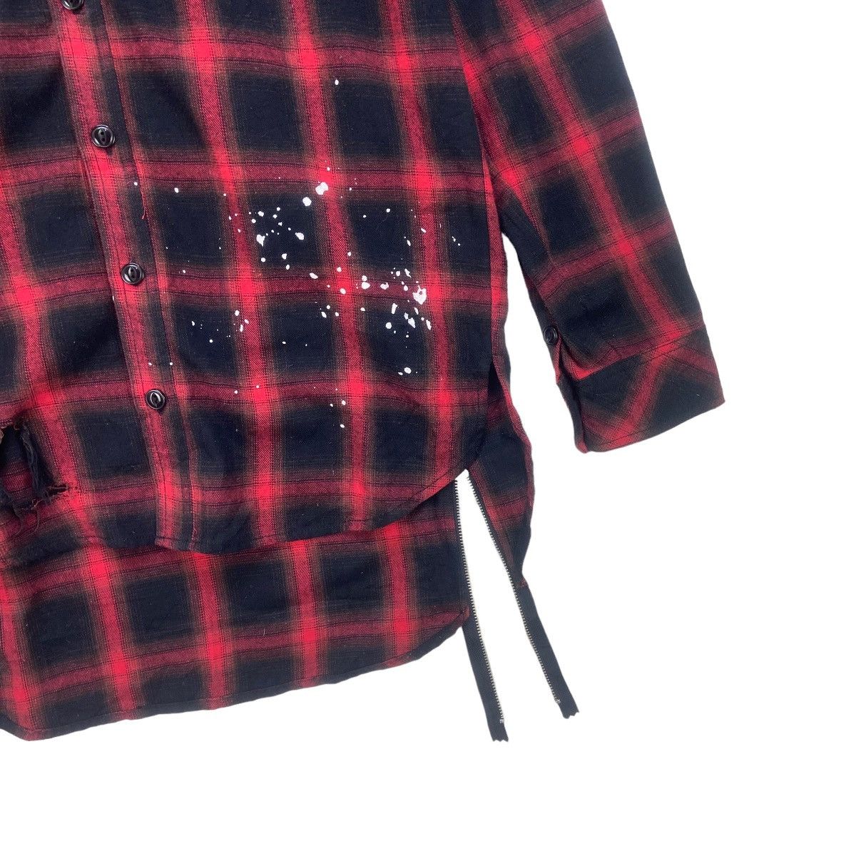 Flannel Japanese Brand Black Flame Gothic Punk Distressed Flannel Size US S / EU 44-46 / 1 - 6 Thumbnail