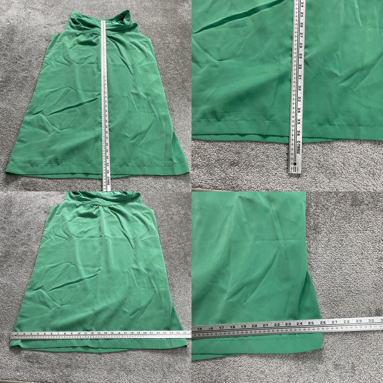 Vintage Jessica London Dress Women 18 Green Halter Cowl Neck Lined Midi Shift Party Work Size XXL / US 16-18 / IT 52-54 - 8 Thumbnail