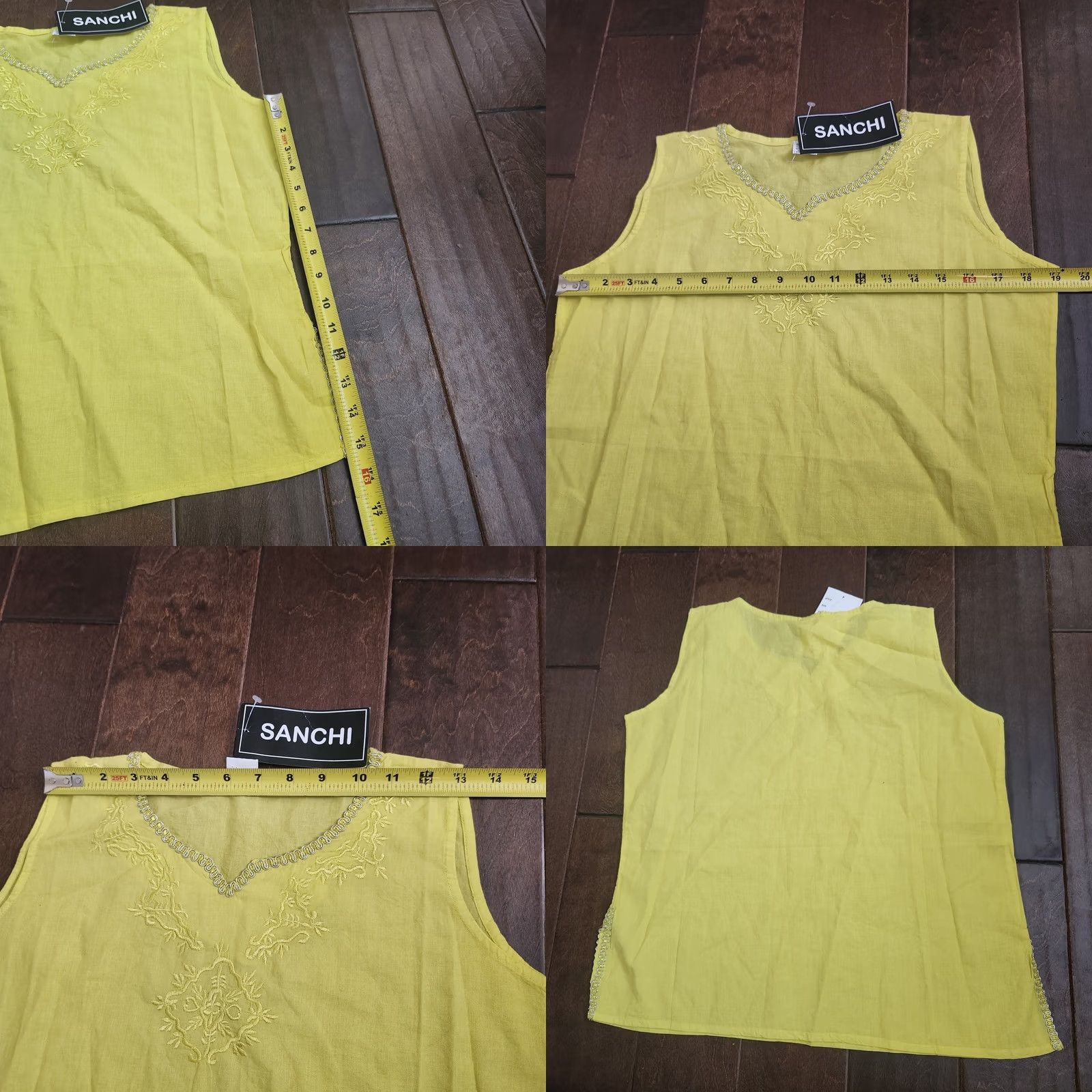 Vintage Sanchi Blouse Womens Size S Yellow Sleeveless Embroidered Cotton Pullover Basic Shirt/Top - Regular Fit, Solid, Summer Spring Fall - India Size S / US 4 / IT 40 - 8 Thumbnail