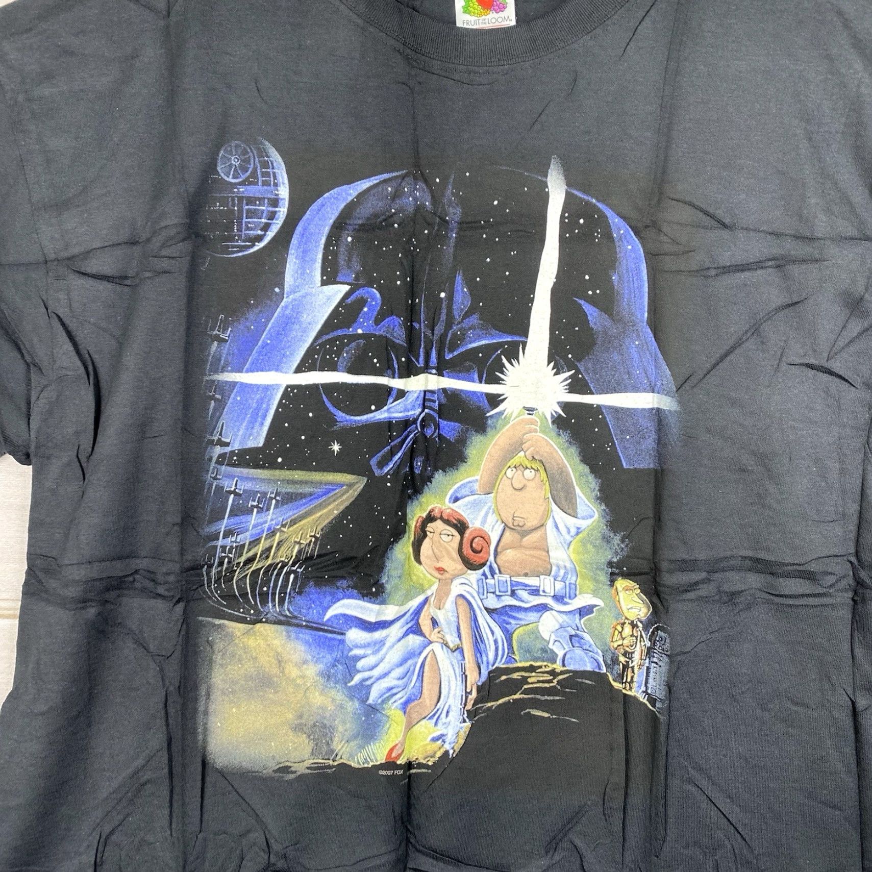 Fruit Of The Loom VINTAGE Family Guy Star Wars T Shirt XL Black Crew Neck Short Sleeve Men Graphic New Promo Night? Size US XL / EU 56 / 4 - 2 Thumbnail