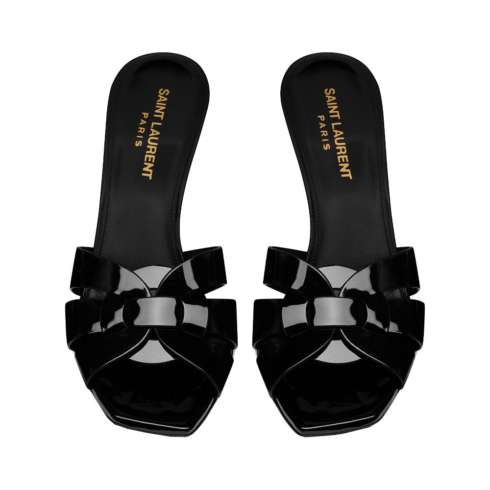 Saint Laurent Paris o1s1wg111224 Tribute 100mm Leather Mules in Black Size US 9 / IT 39 - 5 Thumbnail