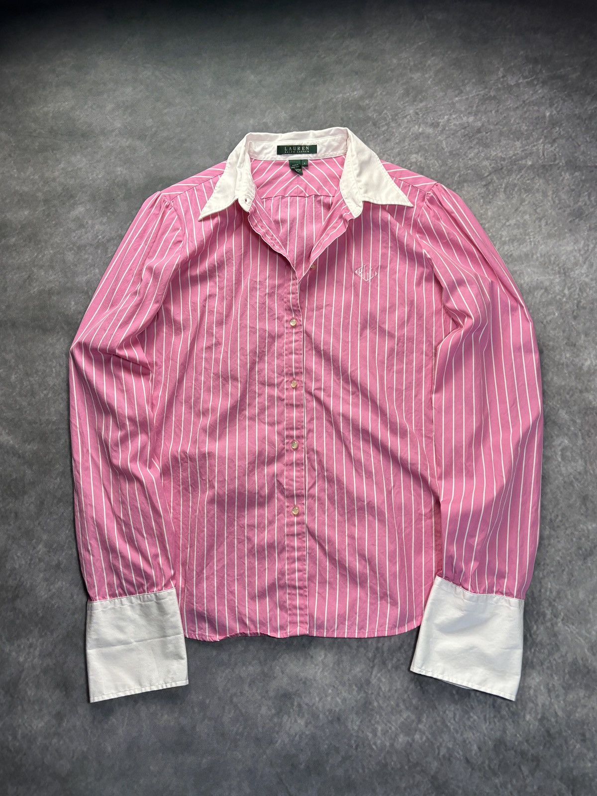 Polo Ralph Lauren 2000s Vintage Ralph Lauren Polo Shirt Striped Pink 90s Prep Size L / US 10 / IT 46 - 1 Thumbnail