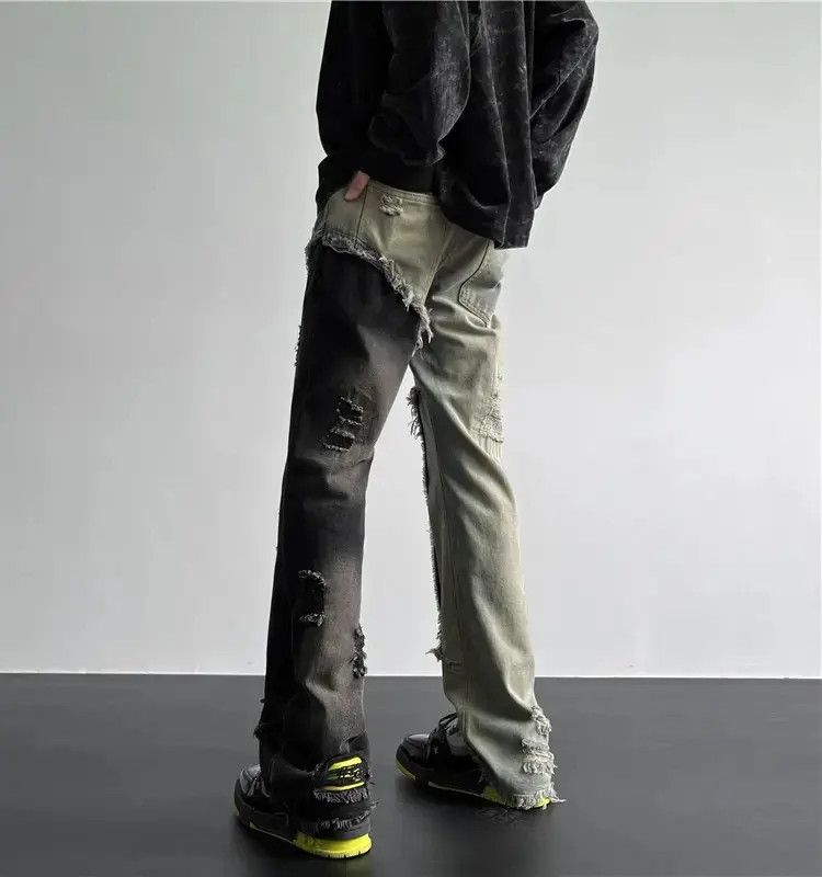Japanese Brand Straight and distressed contrasting color slim fit jeans Size US 30 / EU 46 - 5 Thumbnail