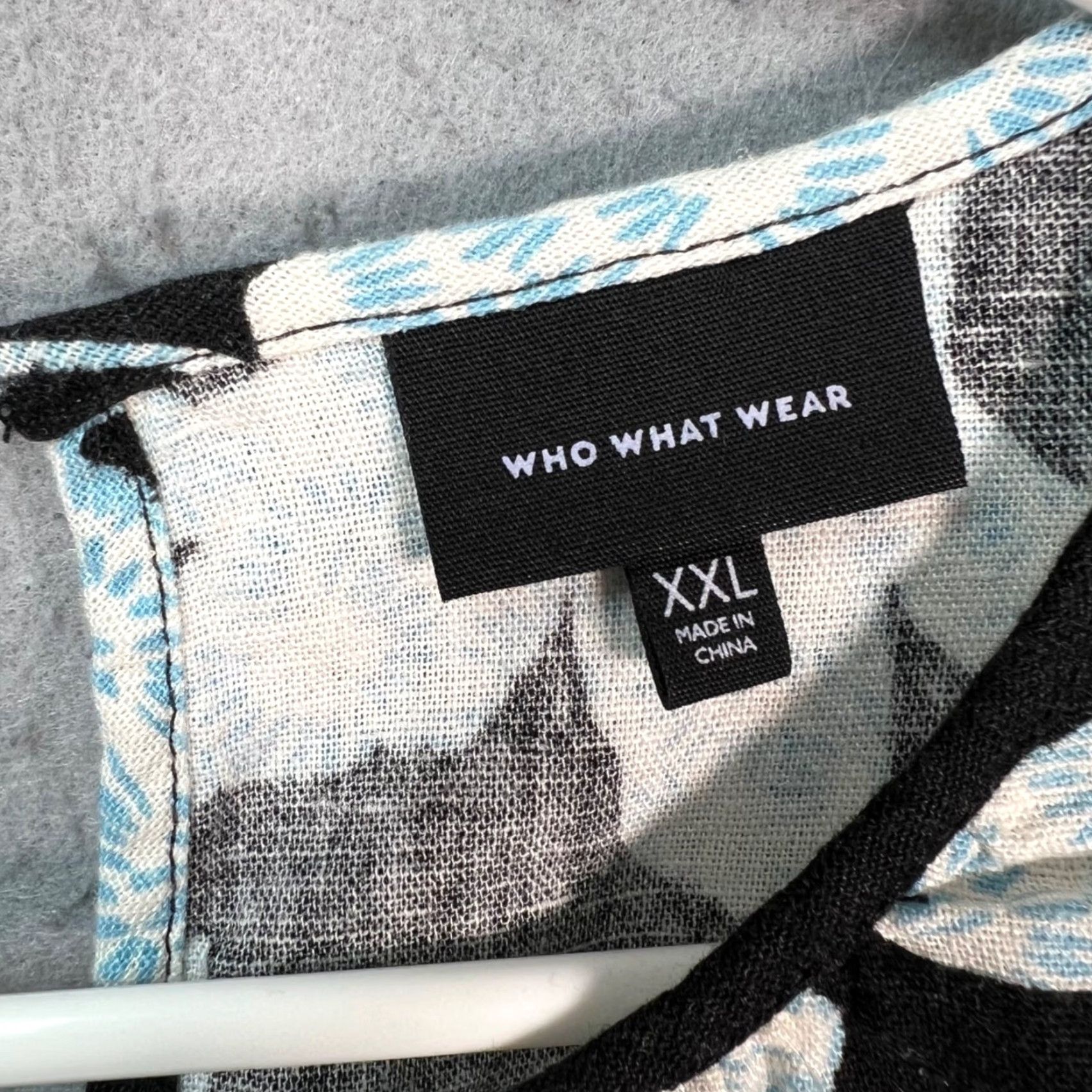 Vintage WHO WHAT WEAR Dress Maxi Floral Long Sleeve Knee Length 2XL Black White Tie Waist Womens Size XXL / US 16-18 / IT 52-54 - 3 Thumbnail