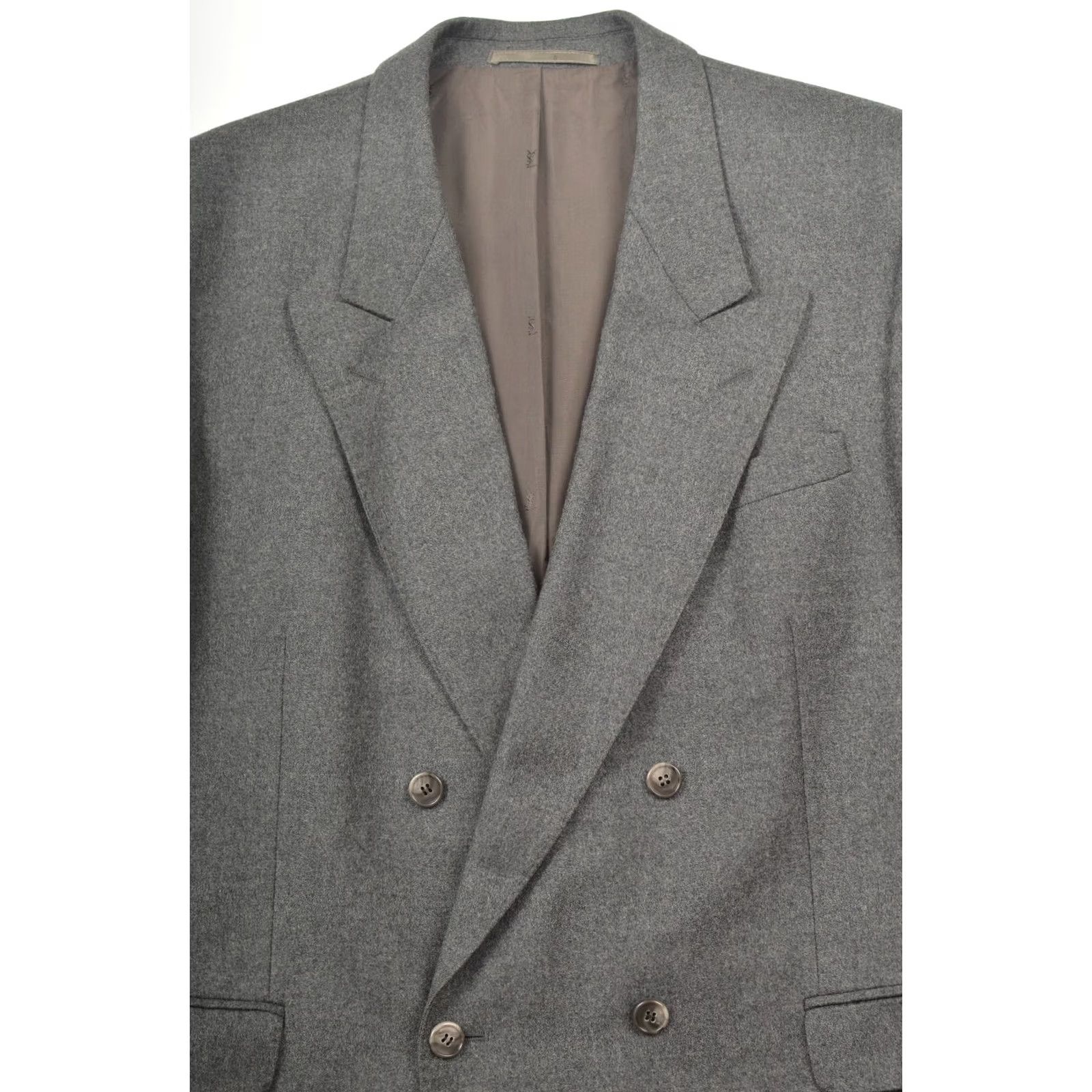 Yves Saint Laurent YSL Yves Saint Laurent Pour Homme Vintage Double-Breasted Wool Blazer Size R 52 Gray Wool Blazer Mens Vintage 52 Size 52R - 2 Thumbnail