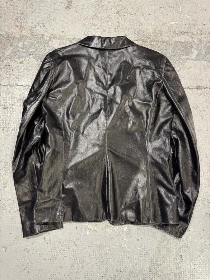 Vintage 1990s Gianni Versace Pure Black Leather Blazer Jacket Size US S / EU 44-46 / 1 - 5 Thumbnail