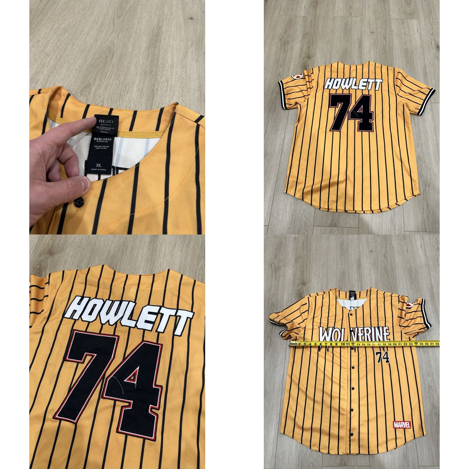 Vintage VINTAGE Marvel Wolverine 74 Howlett Button Up Gold Black Stripe Baseball Jersey Men XL Shirt Mens Gold Stripe Size US XL / EU 56 / 4 - 8 Thumbnail