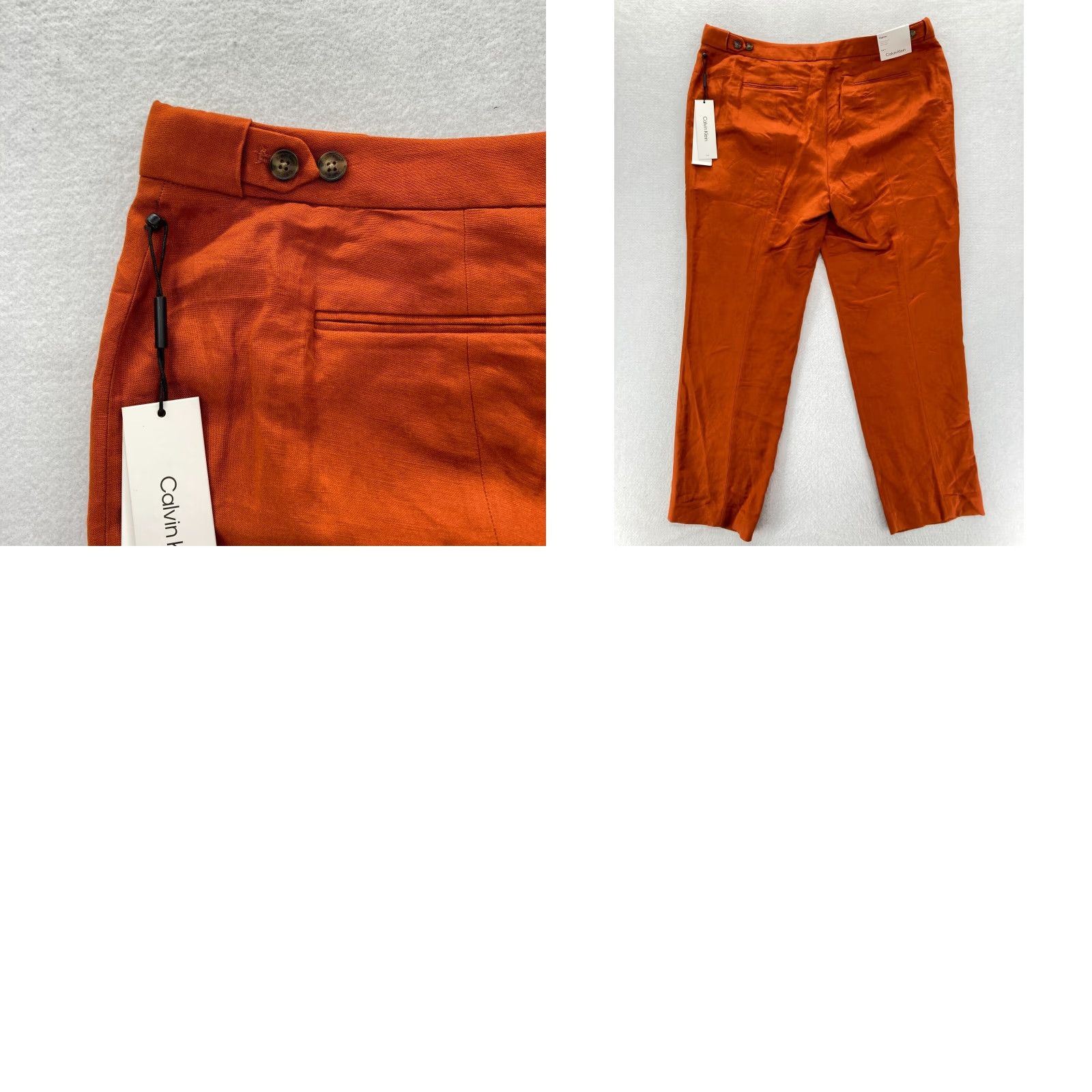Calvin Klein Calvin Klein Highline Dress Pant Women's 14 Orange Linen Blend Tapered Leg Ankle Dress Pants Size 36" / US 14 / IT 50 - 9 Thumbnail