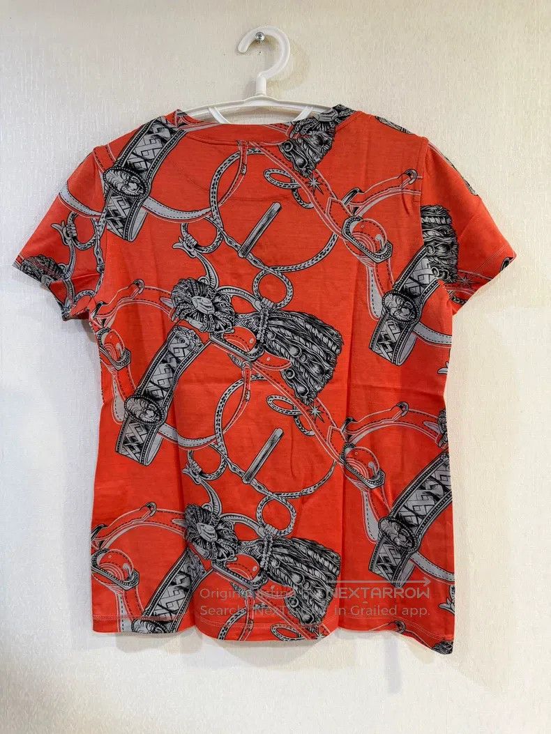 Hermes Hermes Orange Print Short Sleeve Size S / US 4 / IT 40 - 2 Thumbnail