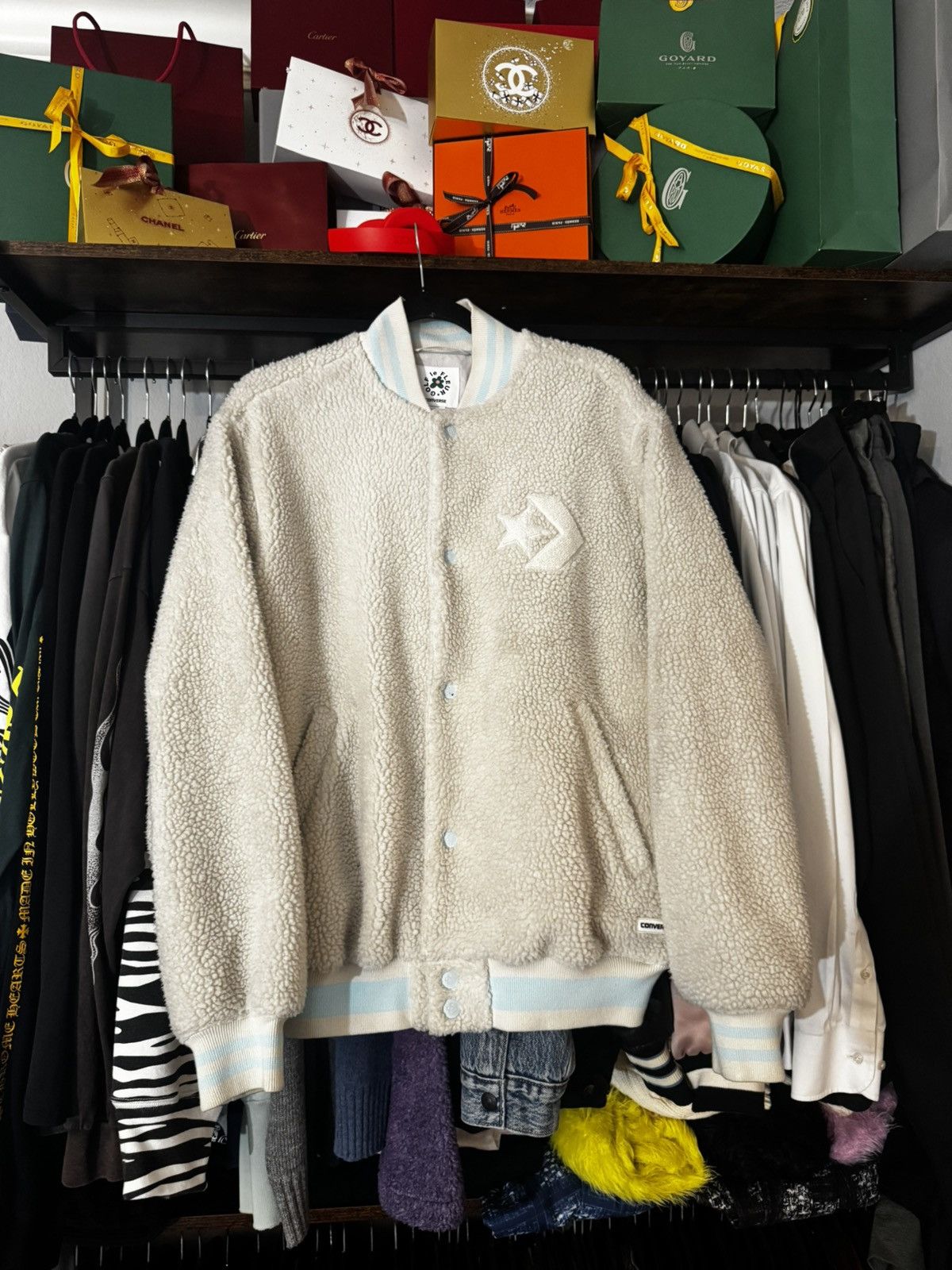 Converse × Golf le Fleur Golf le fleur X Converse fuzzy baseball jacket Size US L / EU 52-54 / 3 - 2 Thumbnail