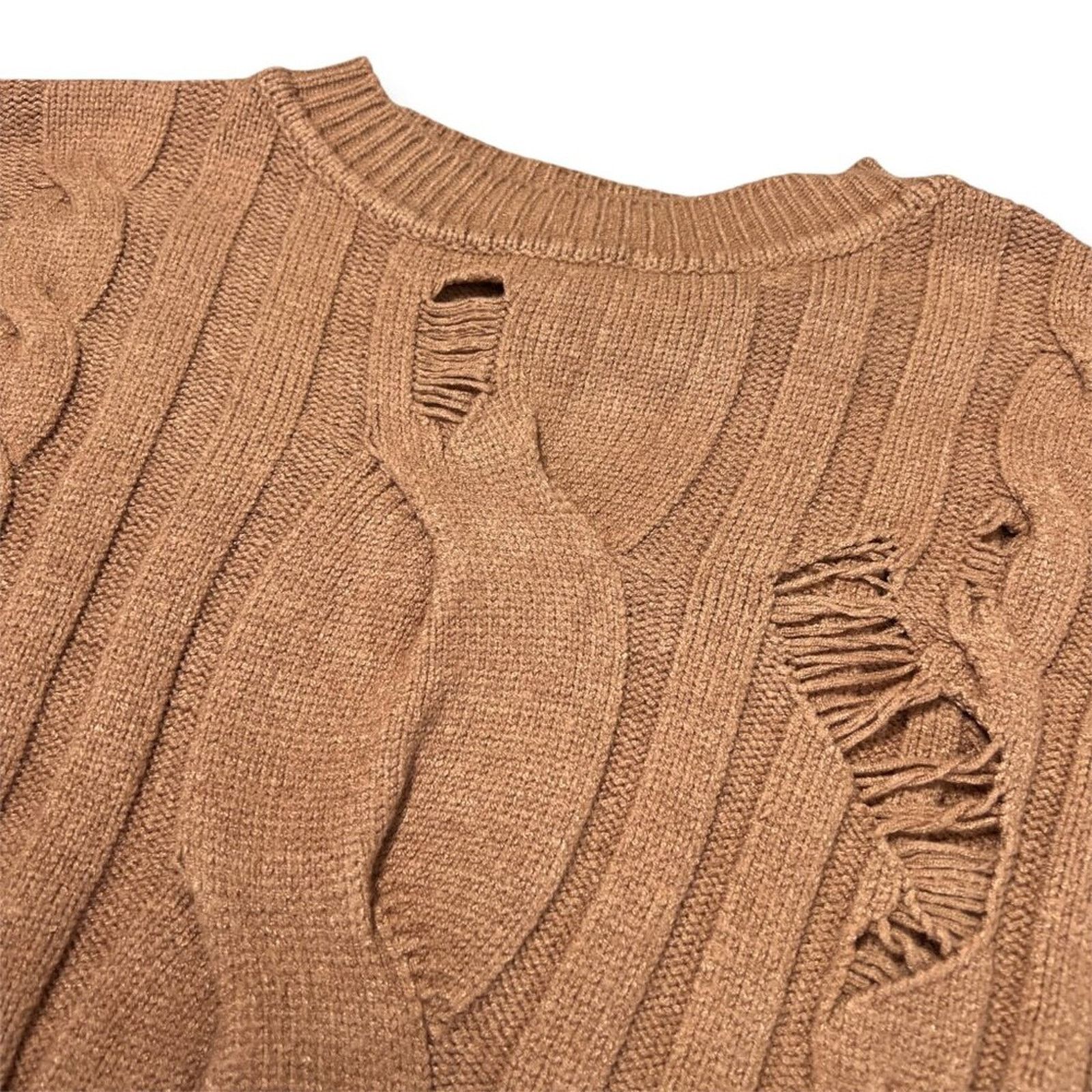 Pinko Pinko Dai Dai Distressed Ribbed Knit Sweater Brown Size S Size S / US 4 / IT 40 - 8 Thumbnail