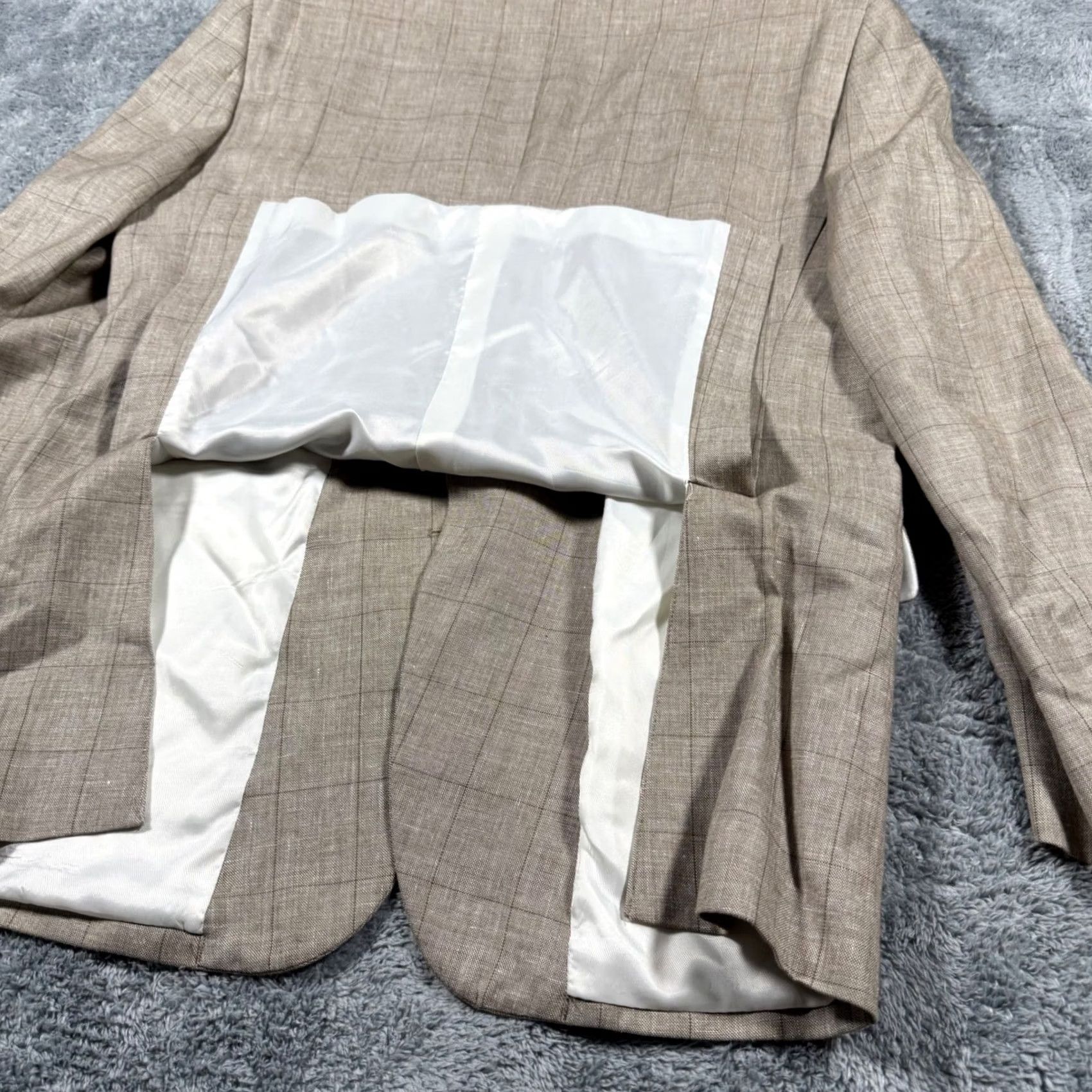 Vintage JOS A BANK Blazer Sport Jacket Plaid Mens Size 43L Linen Wool Silk Size 46R - 5 Thumbnail