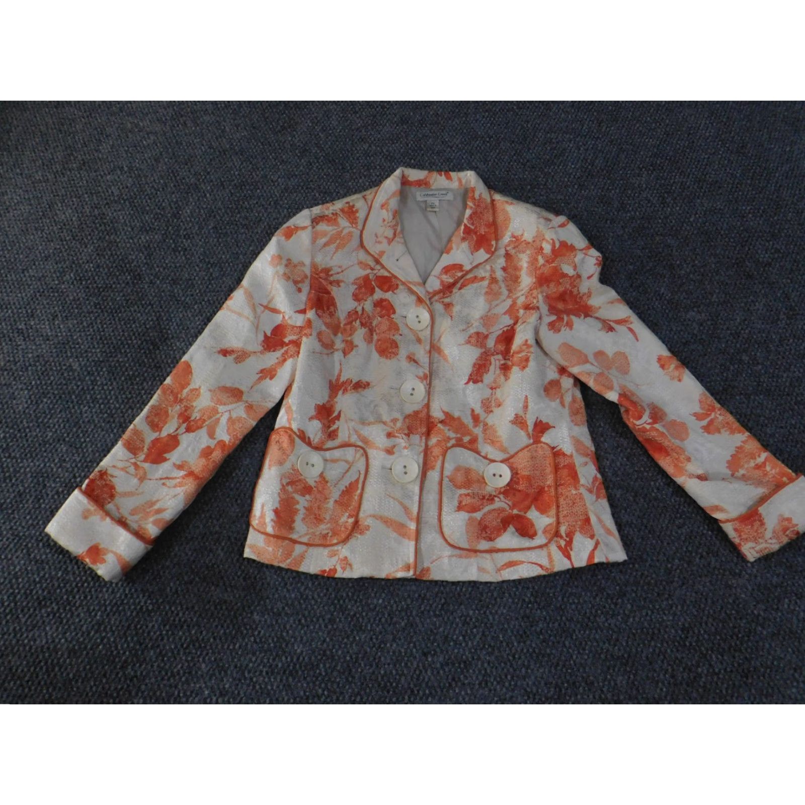 Coldwater Creek Coldwater Creek Blazer Womens Petite 8 White Floral Cotton Blend Button Zipper Tweed Jacket Womens, Blazer, Petite, White, Floral, 8P, Coldwater Creek Size M / US 6-8 / IT 42-44 - 2 Thumbnail