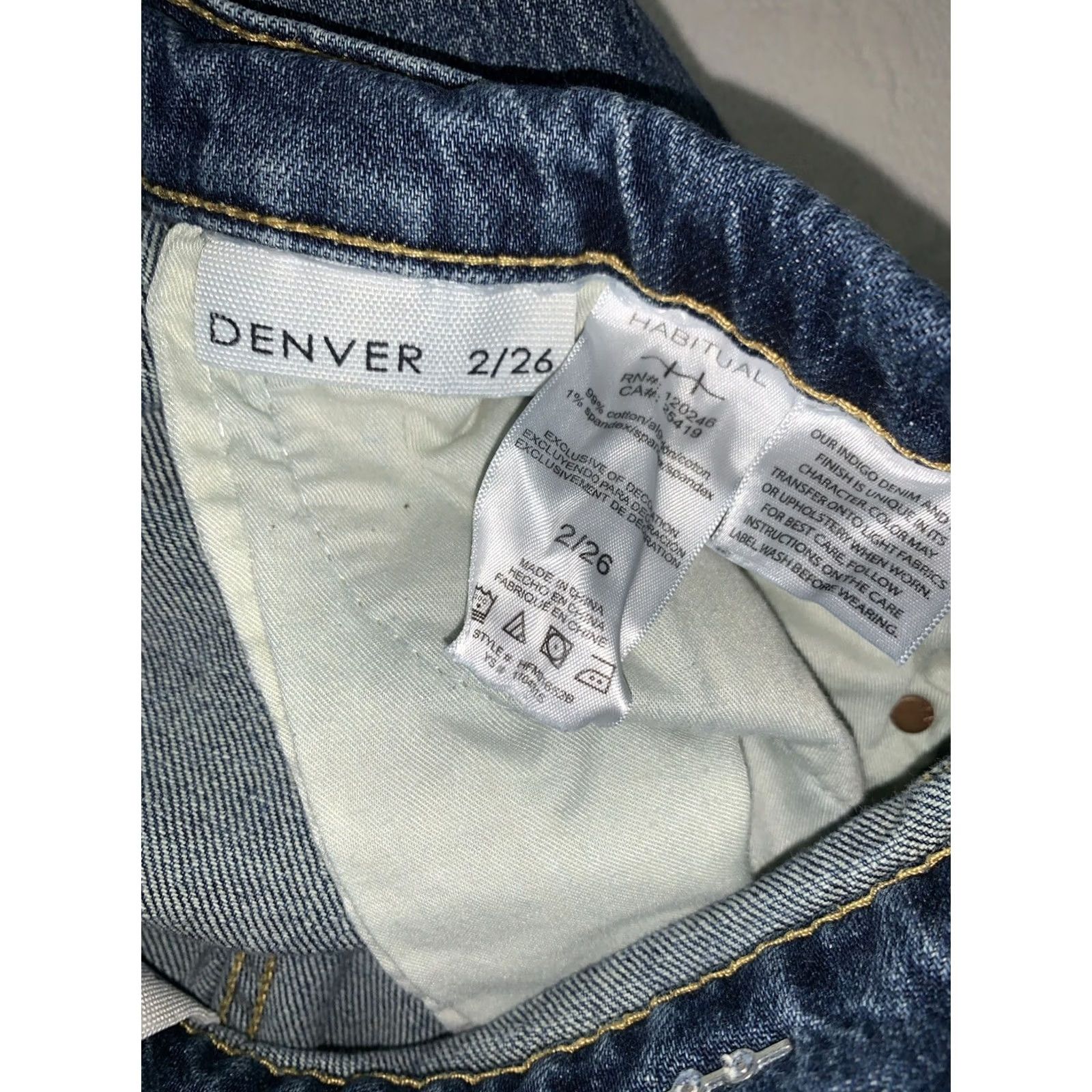 Vintage Habitual Denver High Rise Wide-Leg Jeans, Women, Size 28, Blue Stretch Denim, Raw Hem, Regular Size, Jeans Size 26" / US 2 / IT 38 - 7 Thumbnail
