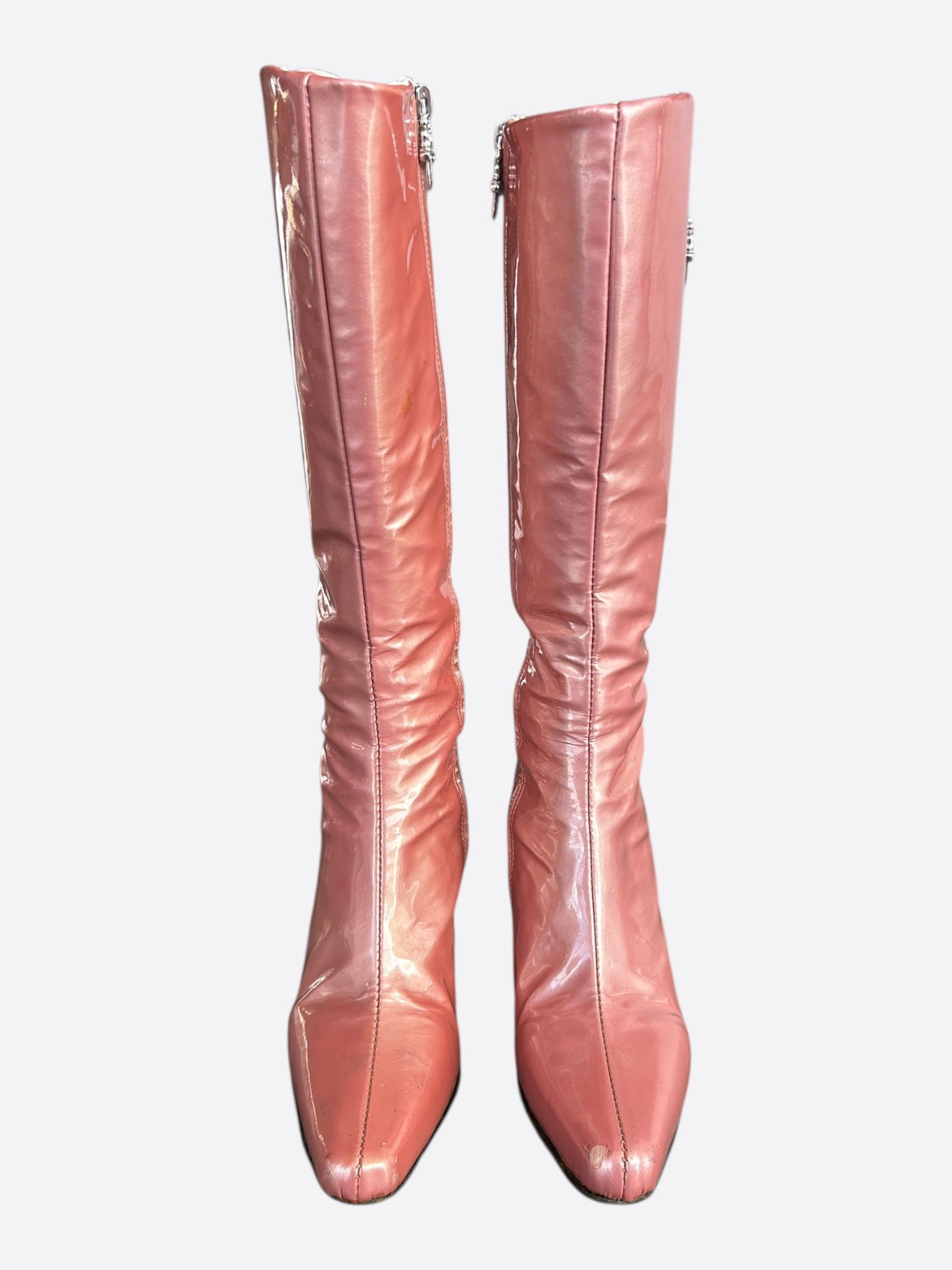 Chrome Hearts Jessie Jo Stark Pink Leather Dagger Suger Jones High Boots Size US 7 / IT 37 - 2 Thumbnail