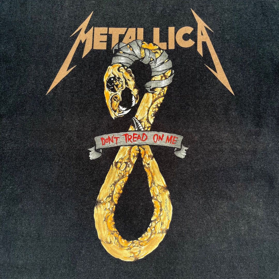 Metallica Metallica 91 90s Vtg Don’t Tread on Me Pushead Band Tour Tee Size US XL / EU 56 / 4 - 3 Thumbnail
