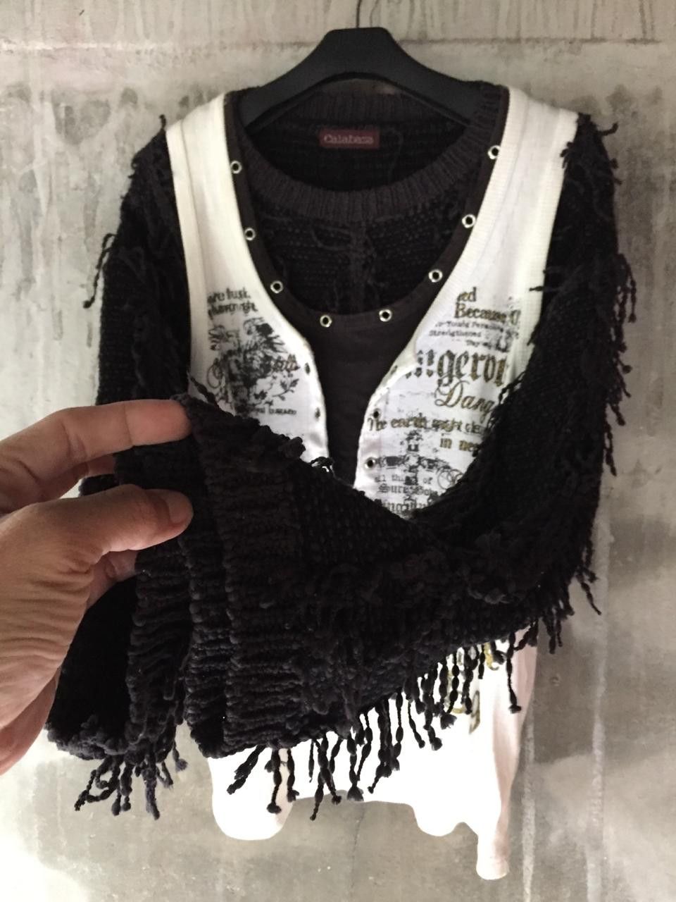 image of Beauty Beast x If Six Was Nine 2 In 1 Punk Style Calabaza Knit & Beaumere Tank Top in Black/White (
