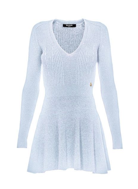 o1s1wg111225 Long Sleeve Ribbed Sweater Dress in Blue