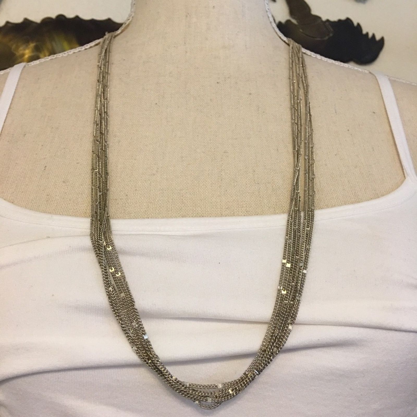 Jewelry Multi strand silver sparkle chain necklace Size ONE SIZE - 1 Thumbnail