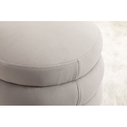 Designer × Homemade 006-Soft Velvet Round Ottoman Footrest Stool,Light Gray Size US L / EU 52-54 / 3 - 5 Thumbnail
