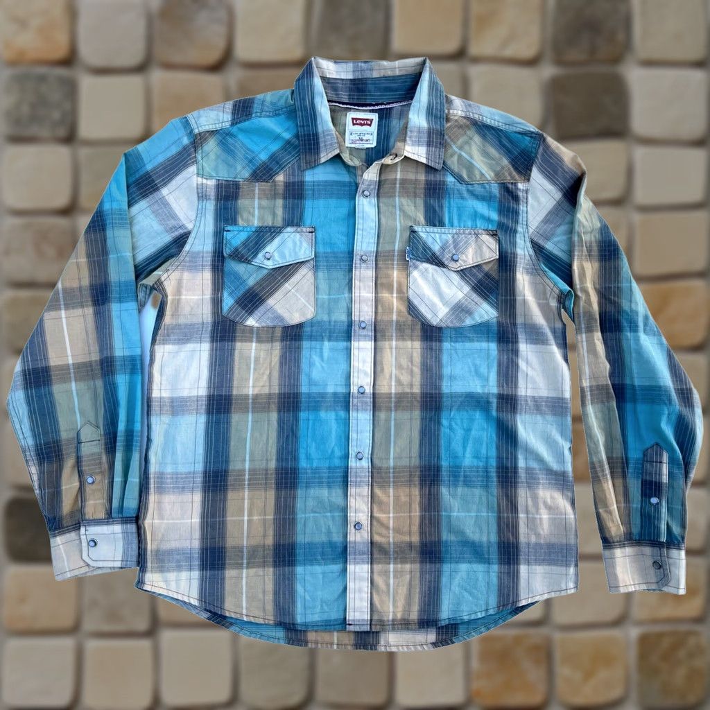 Levi's Levi's Pearl Snap Western Shirt Plaid Multicolor XL Mens Tighten to XL Shirt Size US XL / EU 56 / 4 - 1 Thumbnail