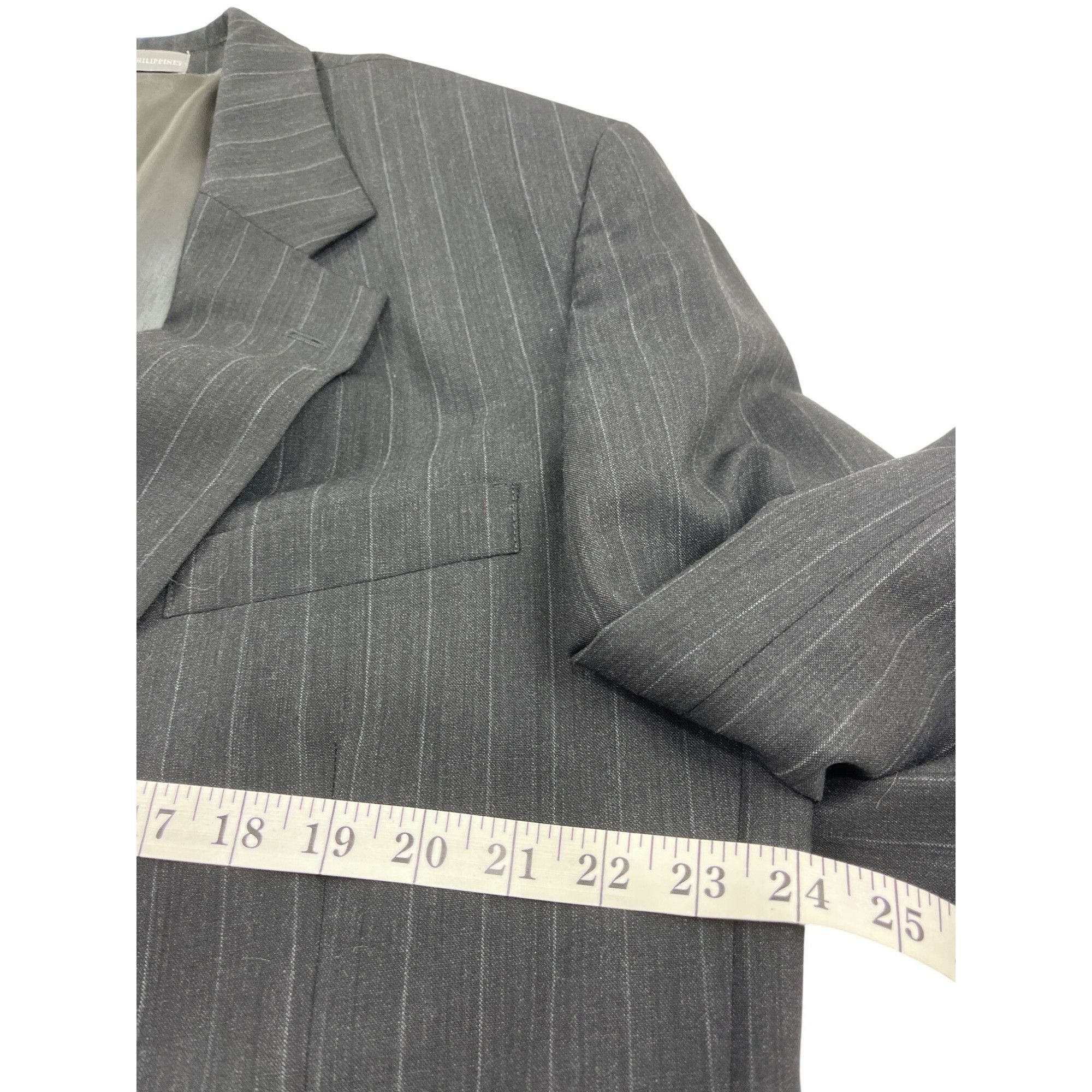 Other Mens Pinstripe Suit Jacket & Pants Set 2-Button Gray Classic Size 40L - 4 Thumbnail