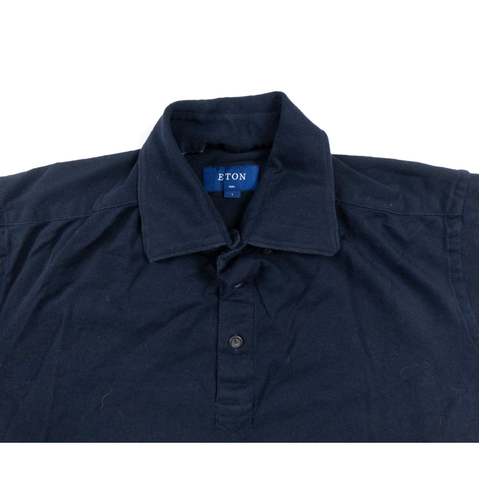 Eton VINTAGE ETON Polo Shirt Women’s Slim Fit Blue Short Sleeve Adult Large Collared Shirt Size L / US 10 / IT 46 - 2 Thumbnail
