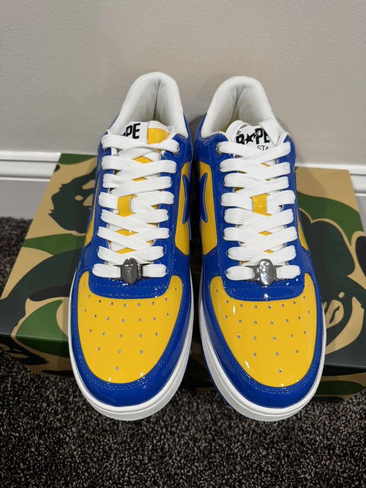 Bape A Bathing Ape Bapesta Patent Leather Blue/Yellow Sneaker Size US 10 / EU 43 - 5 Thumbnail