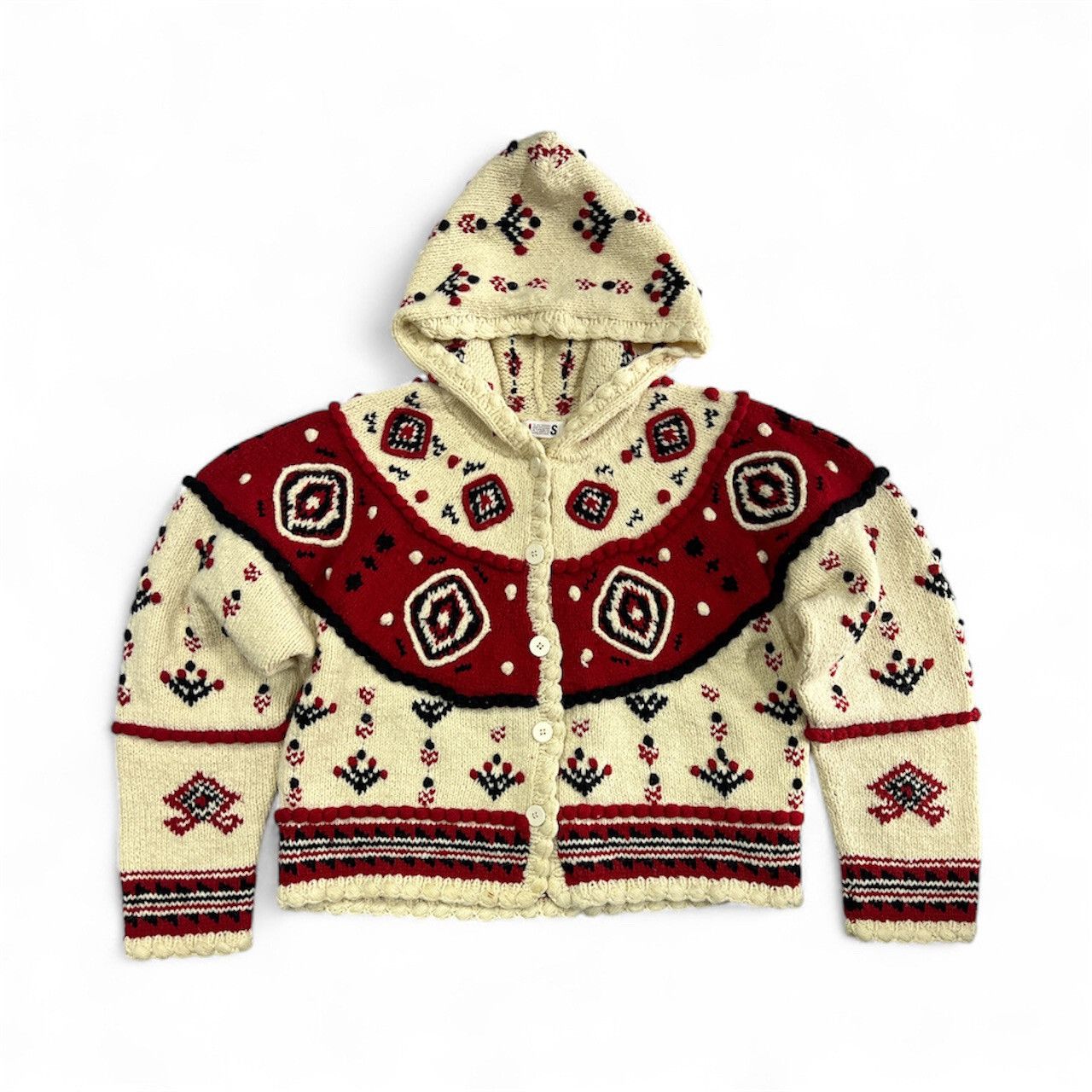 Issey Miyake Vintage I.S. Issey Miyake 80s Hand Knit Wool Hooded Cardigan Size US M / EU 48-50 / 2 - 1 Thumbnail