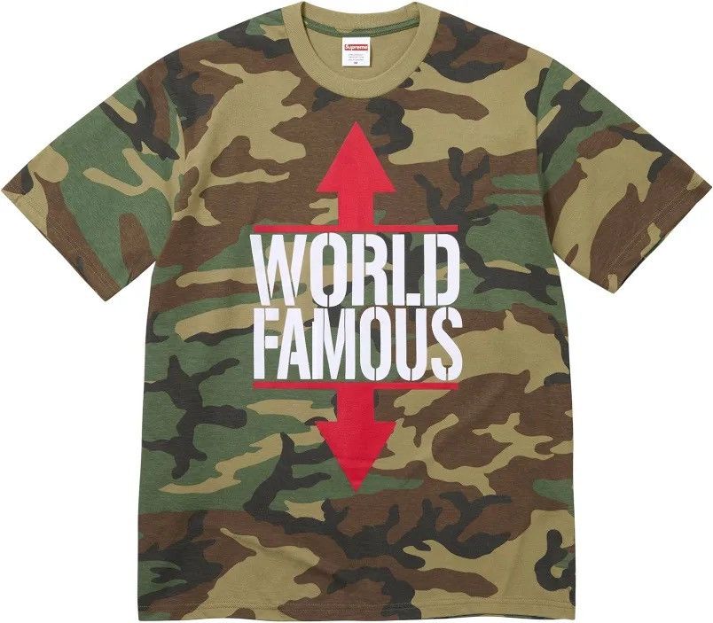 Supreme World Famous Camouflage Logo Cotton Short Sleeve Tee