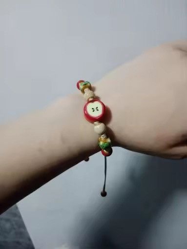 Jewelry Handmade Apple Ceramic Bracelet Adjustable Woven Cord Size ONE SIZE - 4 Thumbnail