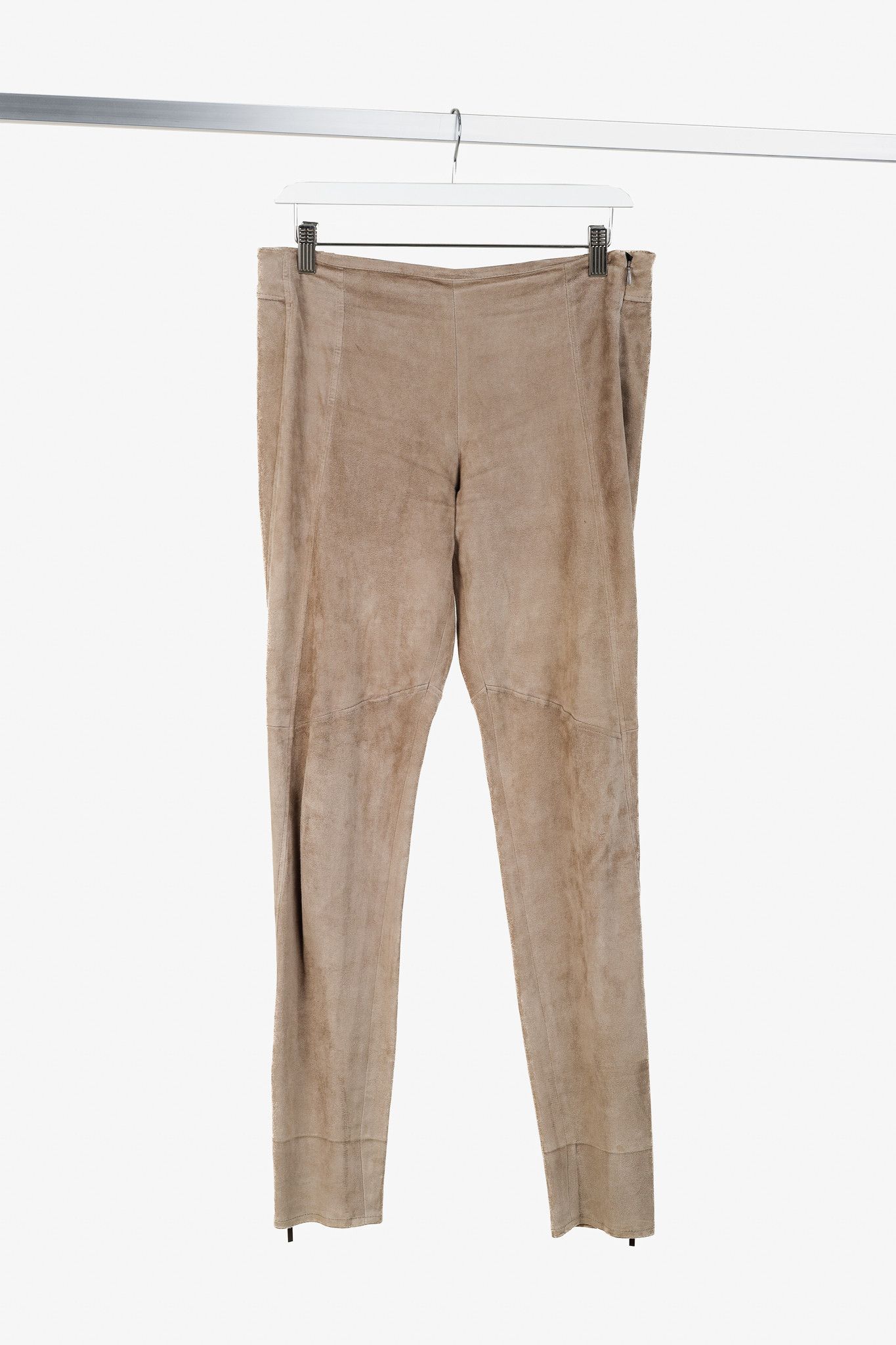 Brunello Cucinelli Brunello Cucinelli AW/15 Taupe Suede Zip-Hem Skinny Pants Size 27" / US 4 / IT 40 - 1 Thumbnail