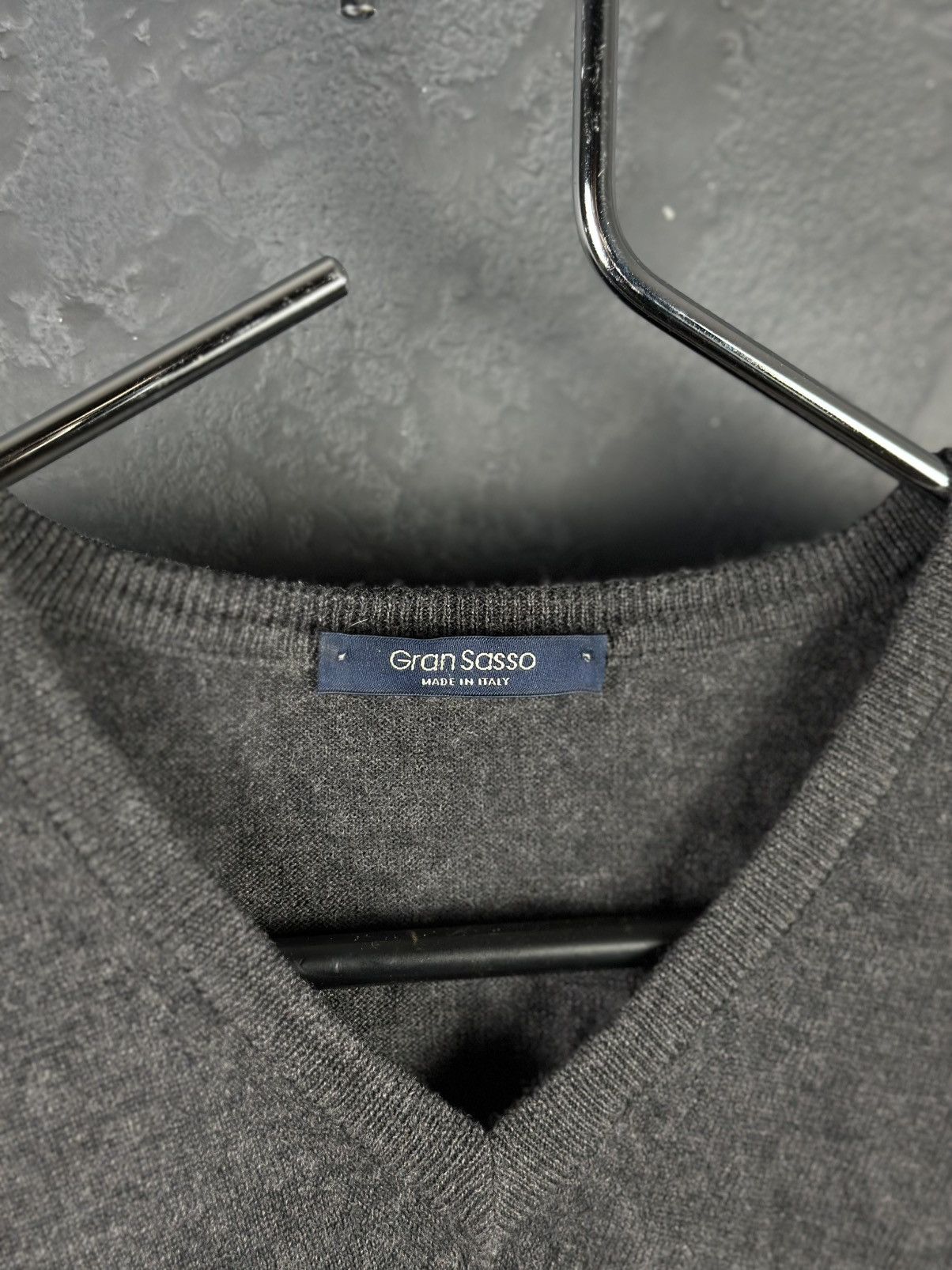Gran Sasso Gran Sasso Gray Merino Wool V Neck Sweater Men's 54 Size US L / EU 52-54 / 3 - 4 Thumbnail