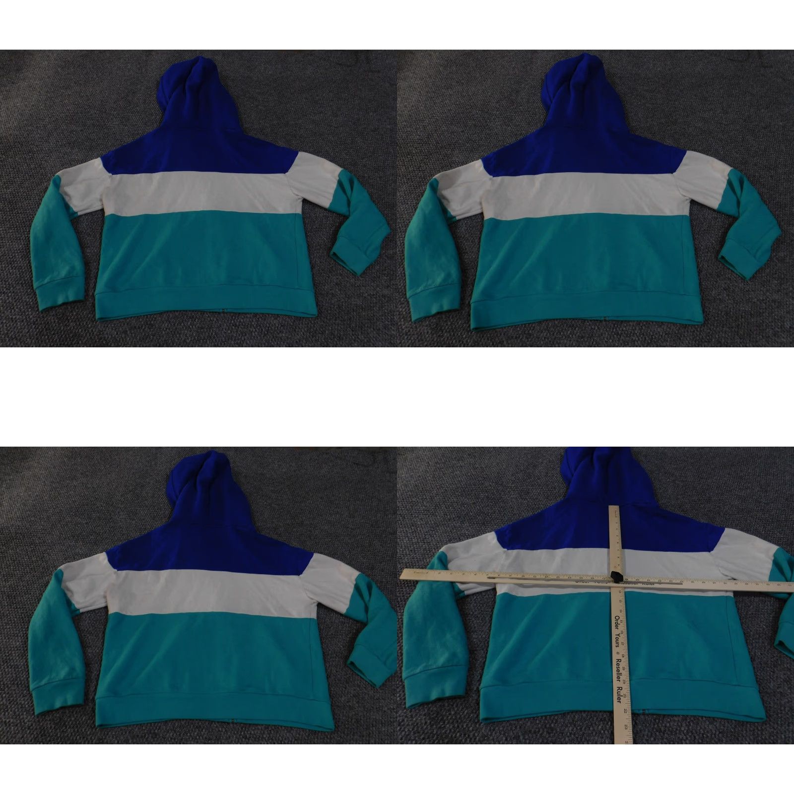 Pinko PINK Victoria's Secret Hoodie Womens Medium Blue White Teal Full Zip Colorblock Size M / US 6-8 / IT 42-44 - 9 Thumbnail