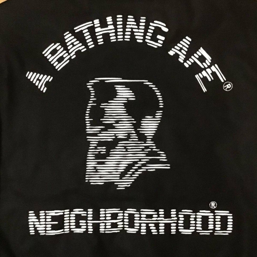 Bape × Neighborhood 🔥2XL🔥 NEIGHBORHOOD × BAPE leather sleeve varsity jacket APE Size US XXL / EU 58 / 5 - 5 Thumbnail
