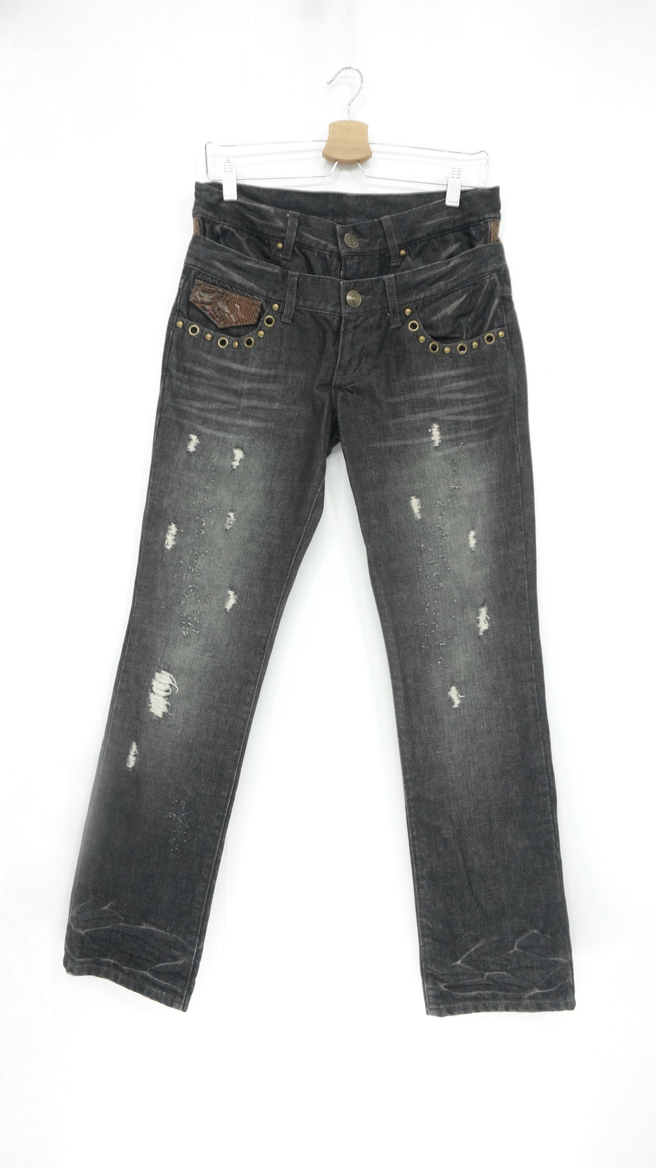 Japanese Brand ⛩️JAPANESE BRAND Double Waist Faux Snakeskin Jeans Size US 29 - 2 Thumbnail