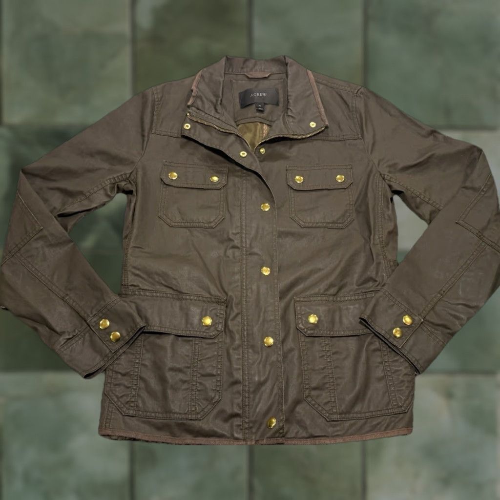 J.Crew VINTAGE J.CREW Downtown Waxed Field Jacket Military Women Green Medium Bohemian Size M / US 6-8 / IT 42-44 - 1 Thumbnail