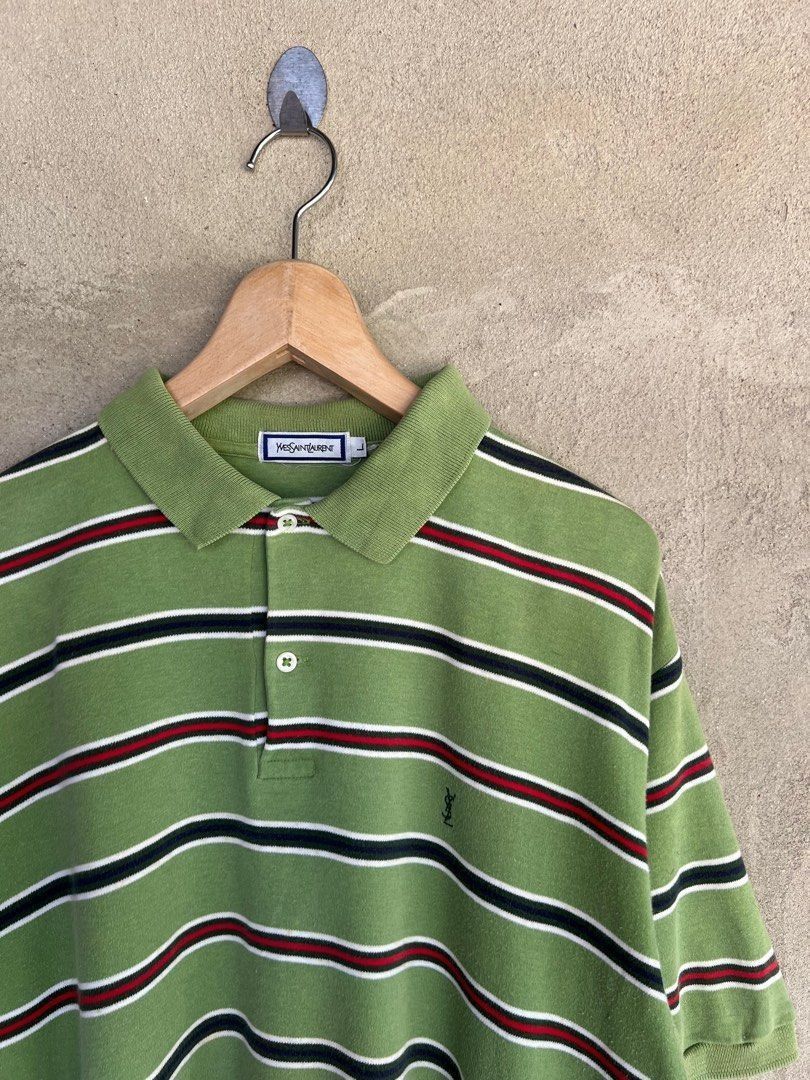 Yves Saint Laurent Vintage YvesSaintLaurent Striped Design Collar Tshirt Size US L / EU 52-54 / 3 - 3 Thumbnail