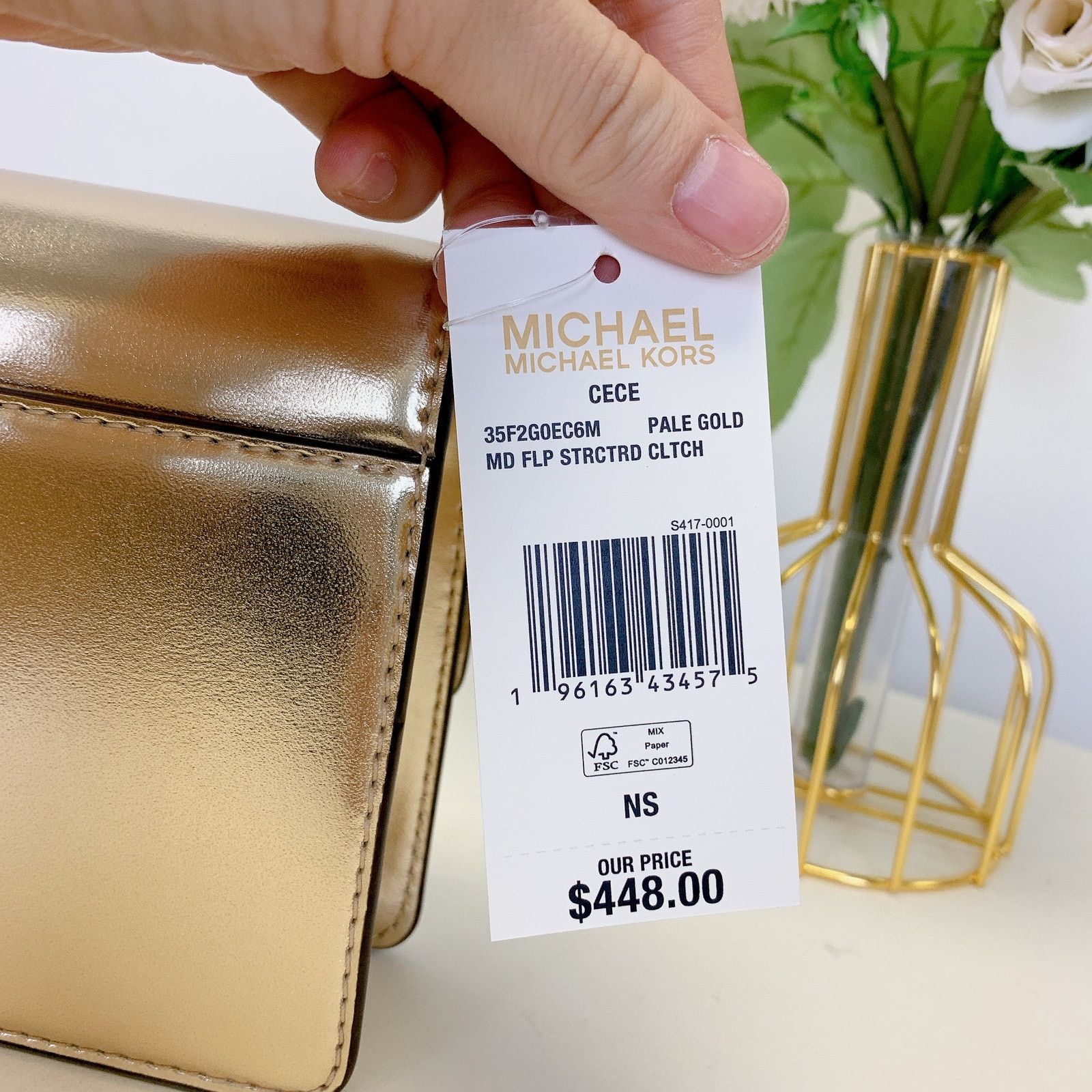 Michael Kors Michael Kors 35F2G0EC6M Cece Medium Metallic Faux Leather Size ONE SIZE - 8 Thumbnail