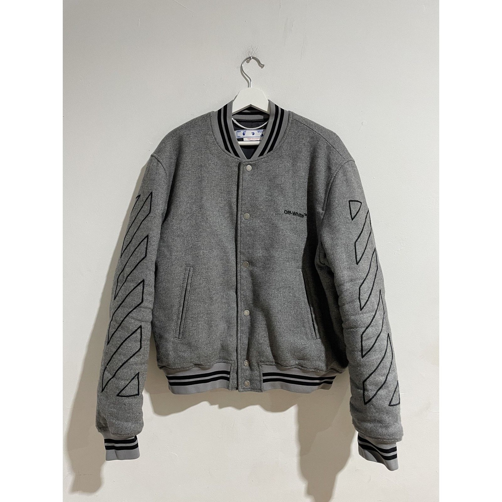 Off-White Diag-Stripe Bomber Jacket Size Large Preowned