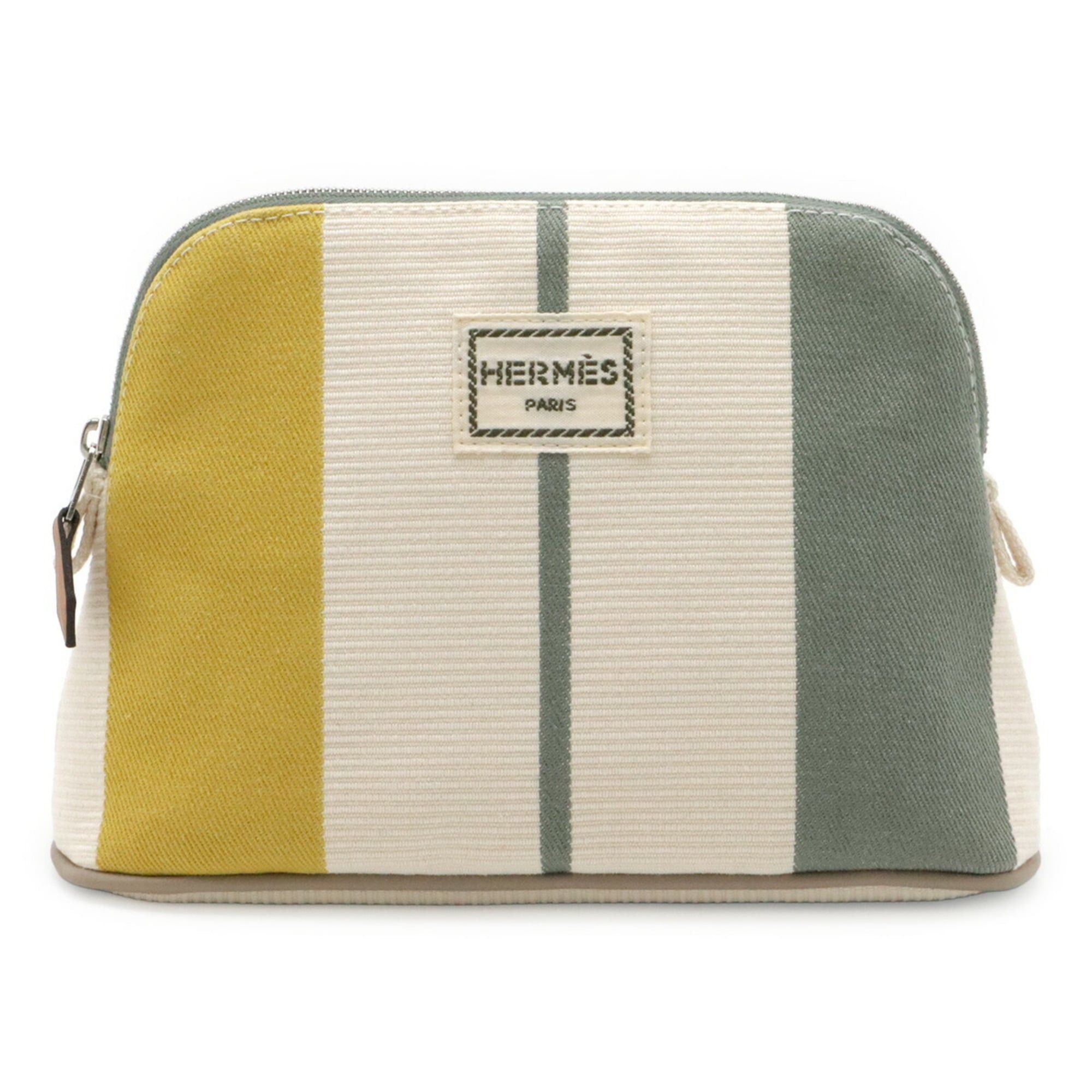 Hermes HERMES Bolide Pouch Mini Rayures Rocabar Stripe Canvas Absinthe Jaune Citron Size ONE SIZE - 1 Thumbnail