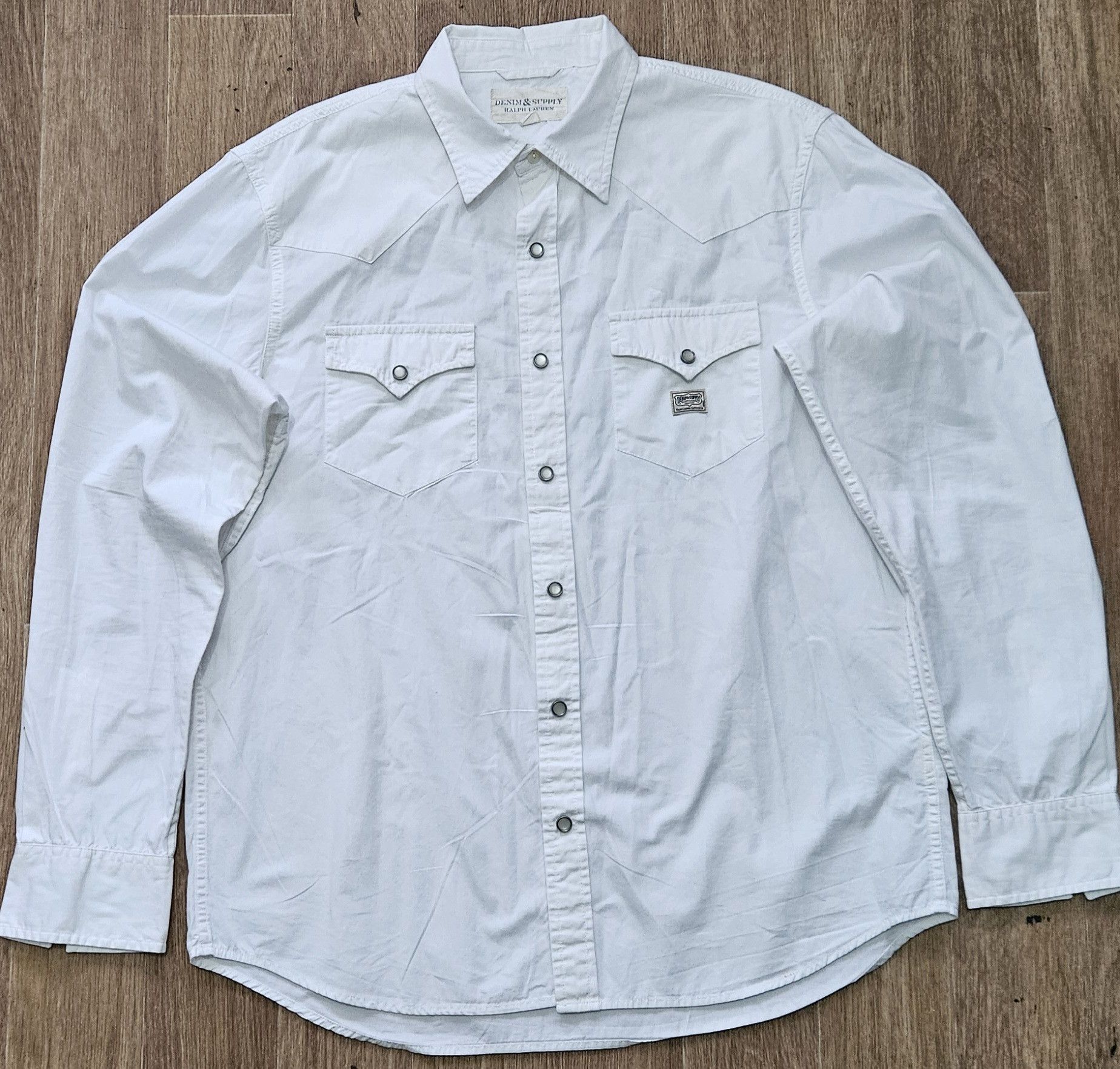 Denim & Supply Ralph Lauren Denim & Supply Ralph Lauren Shirt Mens G/L White Pearl Snap Size US L / EU 52-54 / 3 - 1 Thumbnail