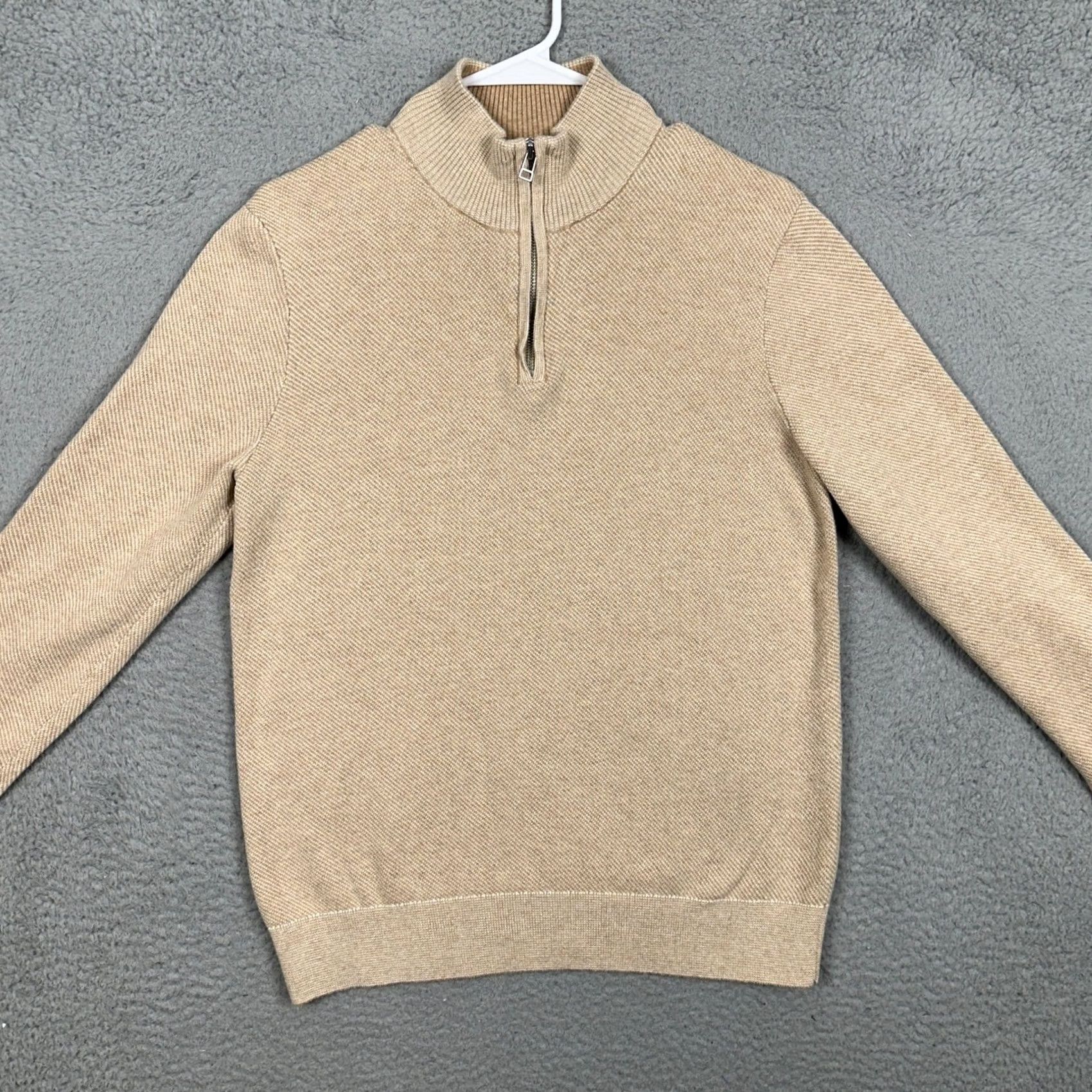Bonobos Bonobos Sweater Mens S Tan Quarter Zip Pullover Mock Neck Knit Long Sleeve Classic Casual EUC Size US S / EU 44-46 / 1 - 3 Thumbnail