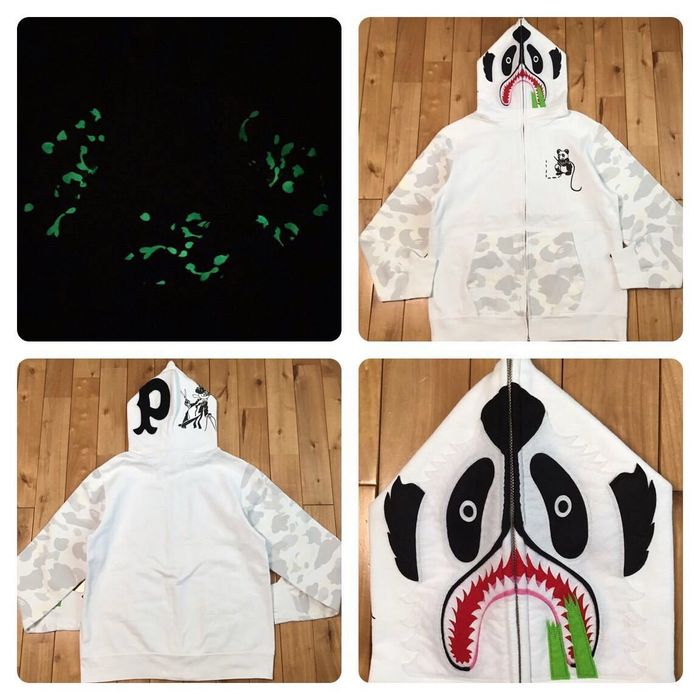 Bape Glow in the dark BAPE City camo panda full zip hoodie APE