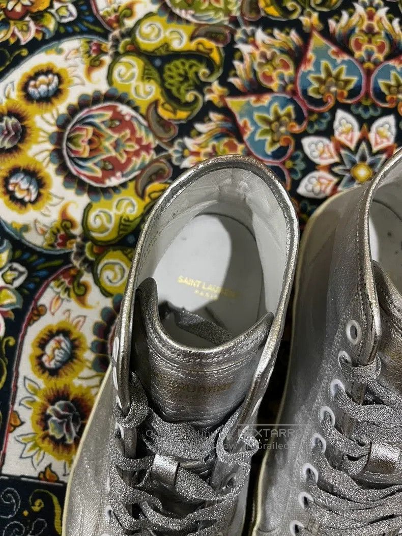 Saint Laurent Paris Saint Laurent Paris Nurburgring Silver High-Top Sneakers Size US 8 / EU 41 - 4 Thumbnail