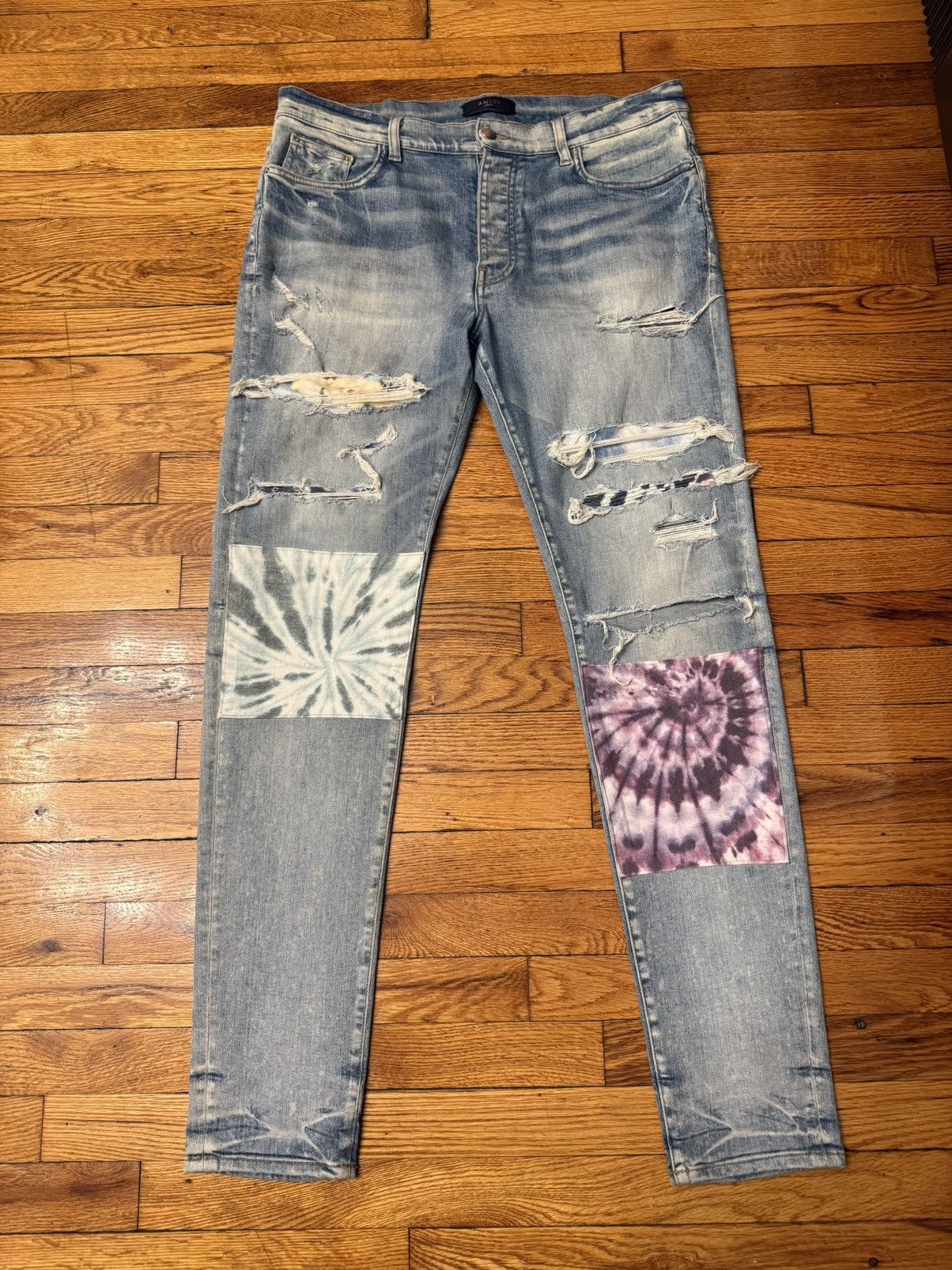 Amiri Amiri Tie Die Patches Blue Jeans sz 36 Size US 36 / EU 52 - 1 Thumbnail