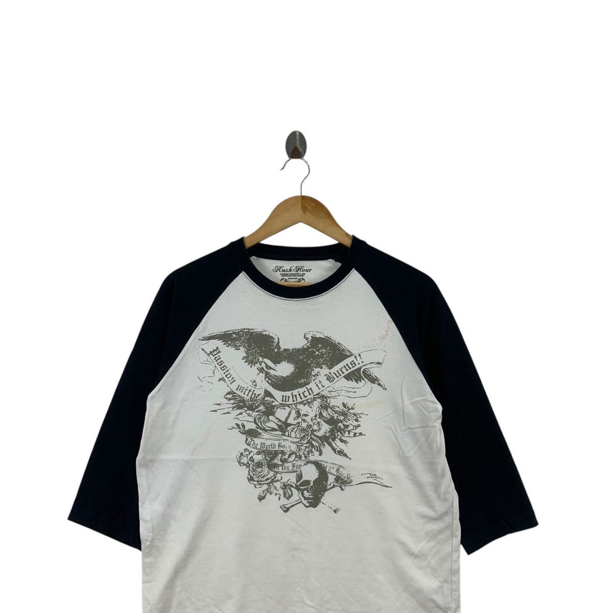 Other RUSH HOUR EAGLE Skull Bones Floral Raglan Tee Shirt Top Size L / US 10 / IT 46 - 2 Thumbnail