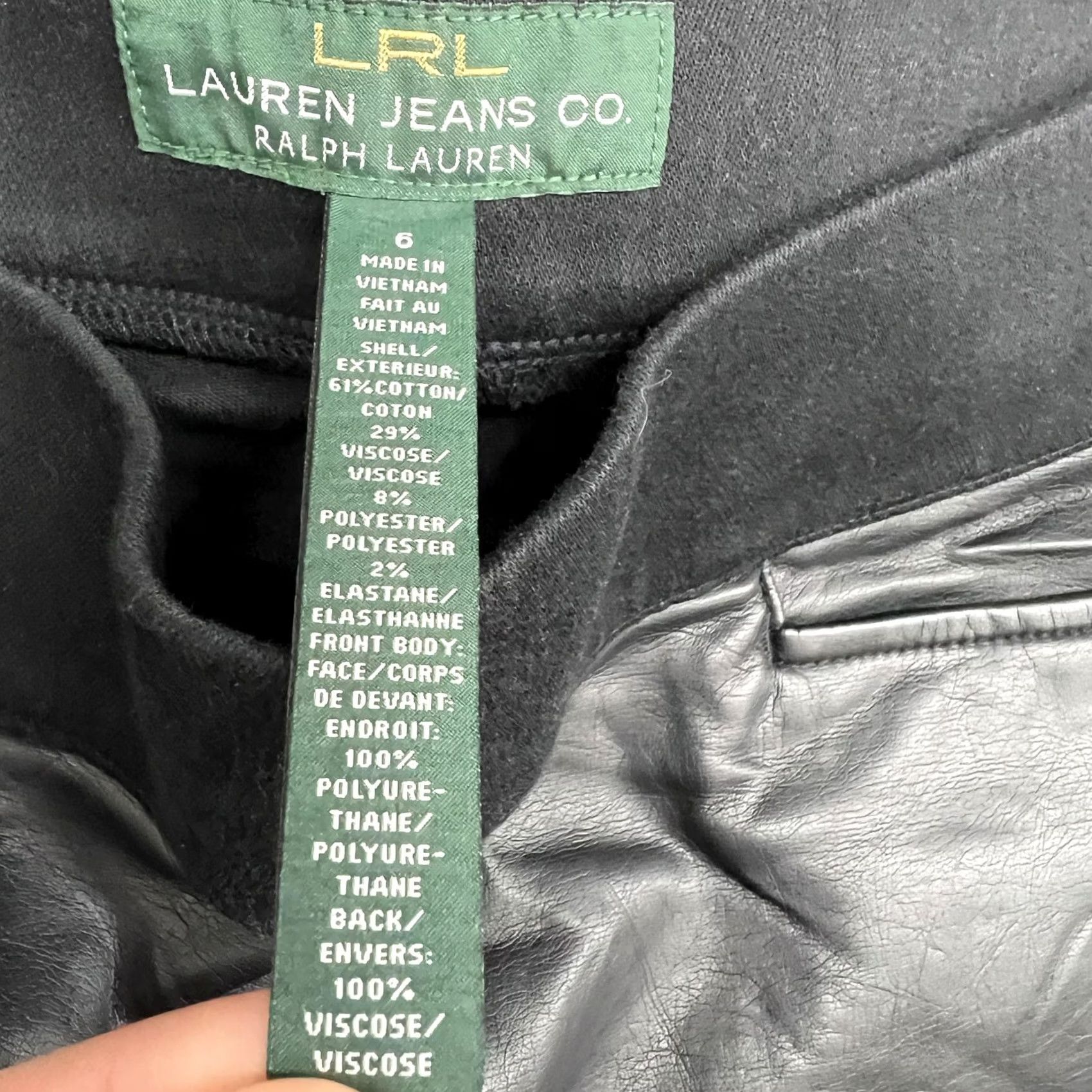 Ralph Lauren Lauren Ralph Lauren Pants Womens 6 Black Faux Leather Front Jegging Leggings Shirt? Size 28" / US 6 / IT 42 - 4 Thumbnail
